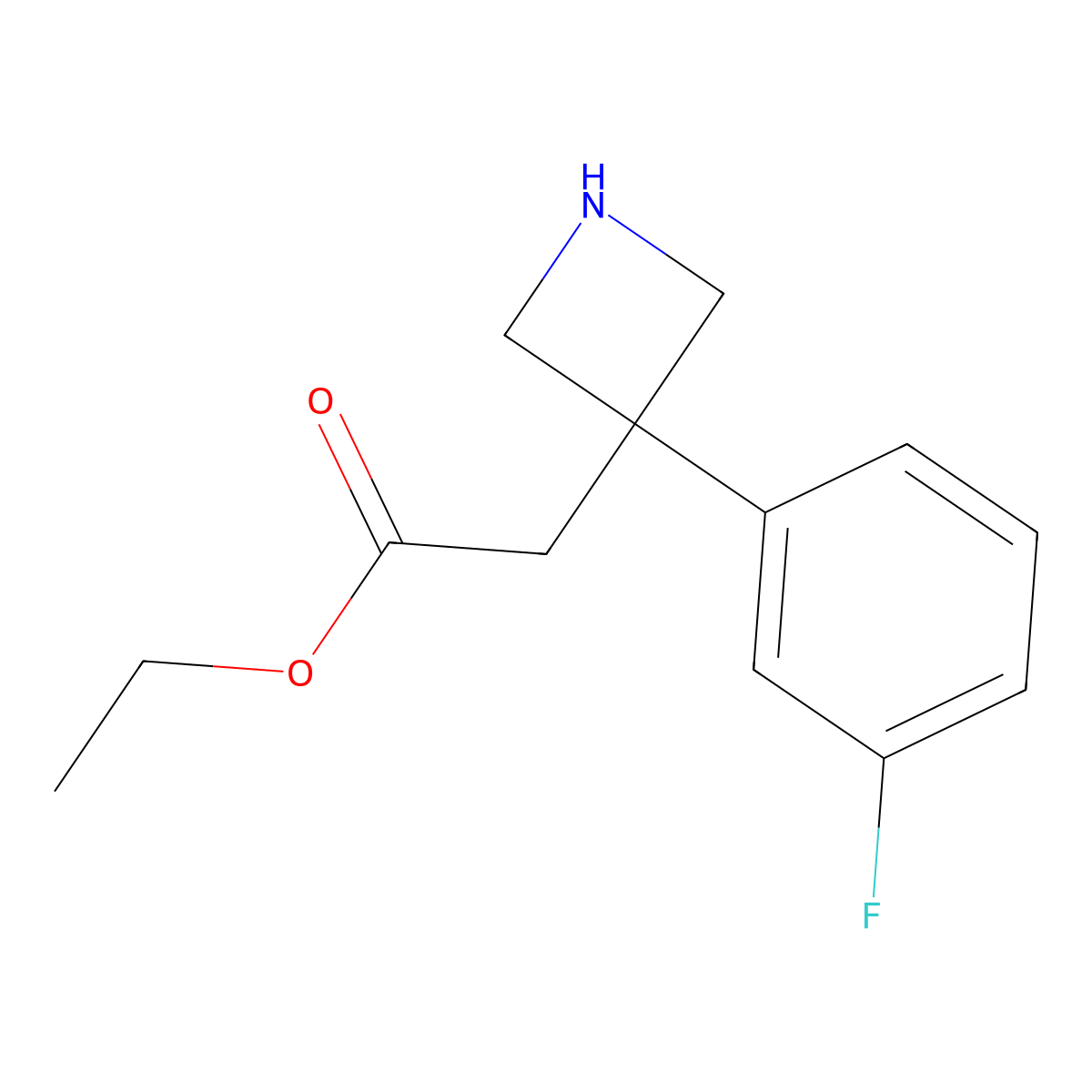 Ethyl 2-[3-(3-fluorophenyl)azetidin-3-yl]acetate molecular structure, CAS 2639427-53-3