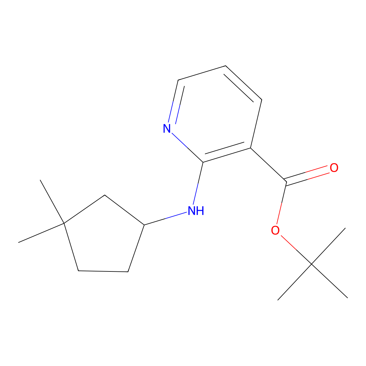 Tert-butyl 2-[(3,3-dimethylcyclopentyl)amino]pyridine-3-carboxylate molecular structure, CAS 2639427-60-2