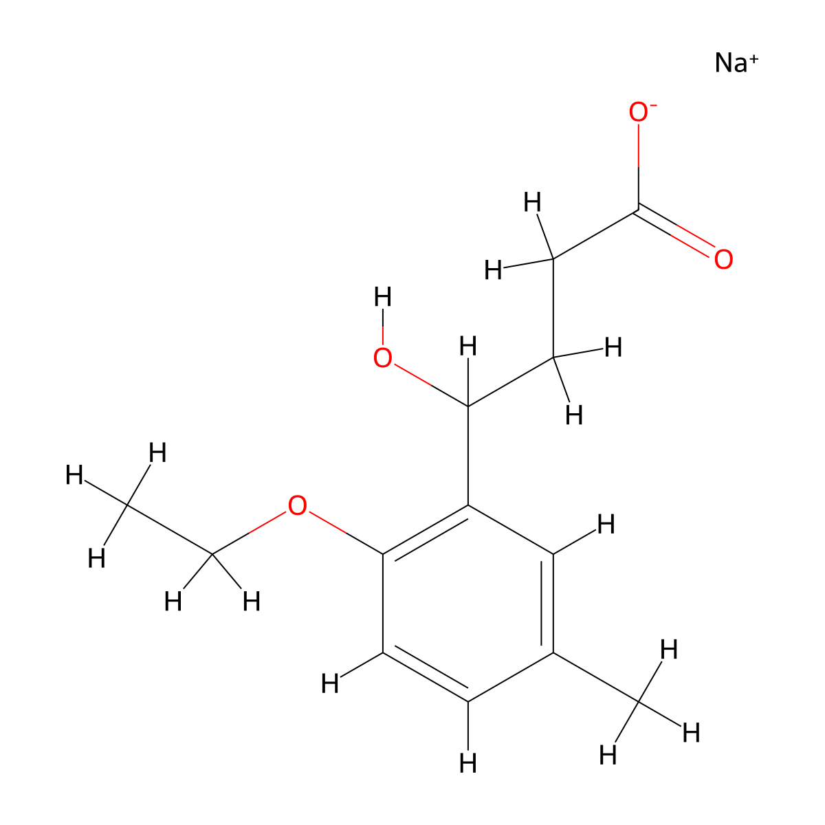 Sodium 4-(2-ethoxy-5-methylphenyl)-4-hydroxybutanoate molecular structure, CAS 2639427-61-3