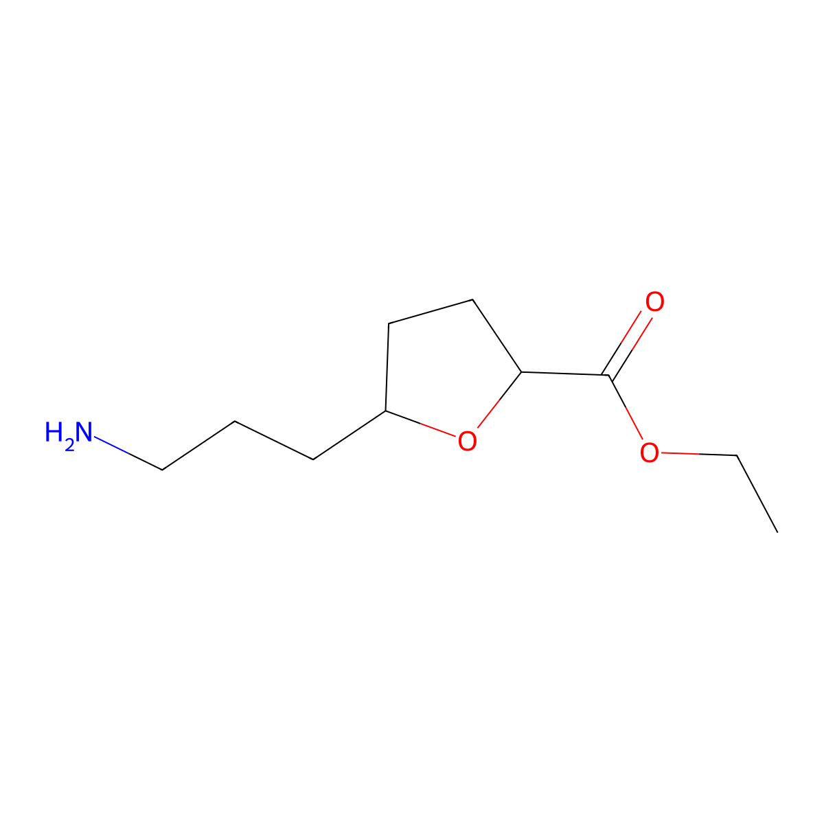 Ethyl 5-(3-aminopropyl)oxolane-2-carboxylate molecular structure, CAS 2639427-72-6