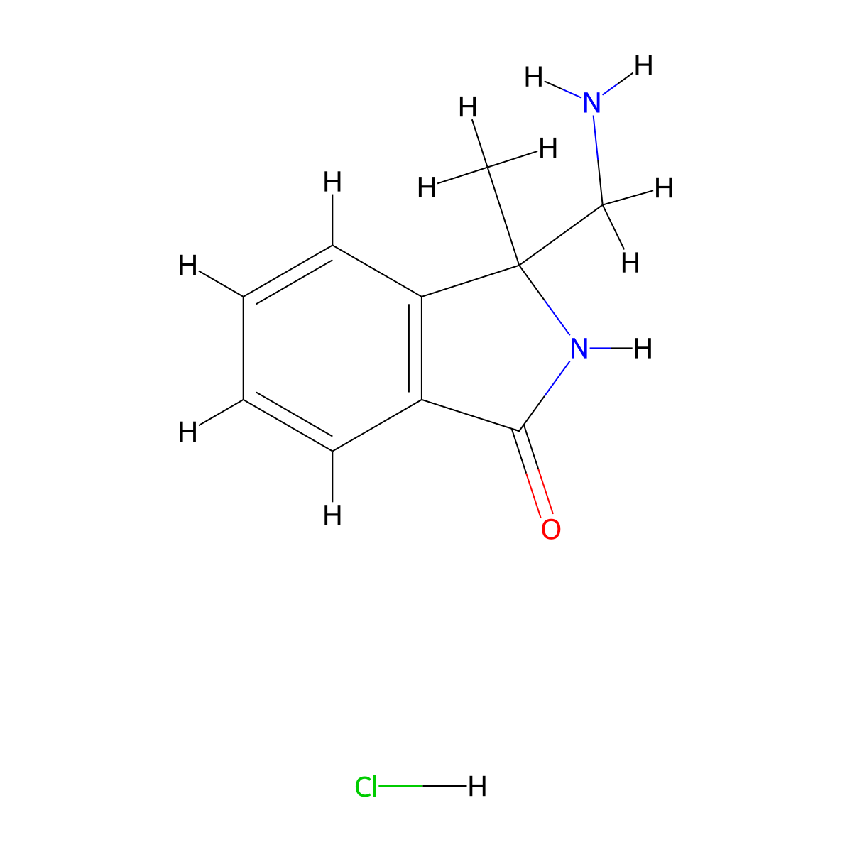 3-(aminomethyl)-3-methyl-2,3-dihydro-1H-isoindol-1-one hydrochloride molecular structure, CAS 2639427-82-8