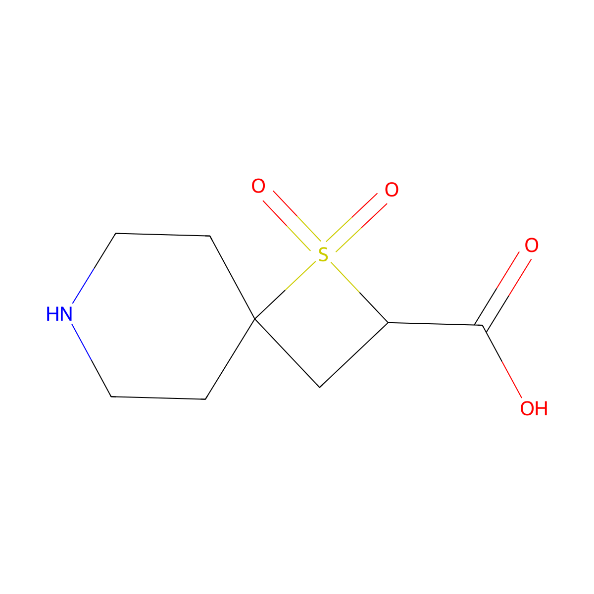 1,1-Dioxo-1lambda6-thia-7-azaspiro[3.5]nonane-2-carboxylic acid molecular structure, CAS 2639427-86-2