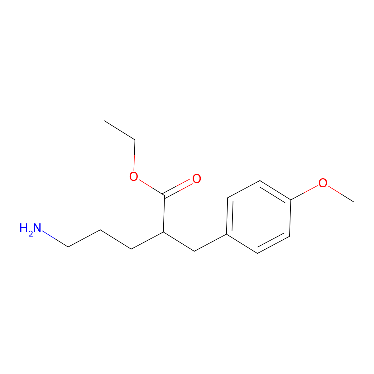 Ethyl 5-amino-2-[(4-methoxyphenyl)methyl]pentanoate molecular structure, CAS 2639427-90-8