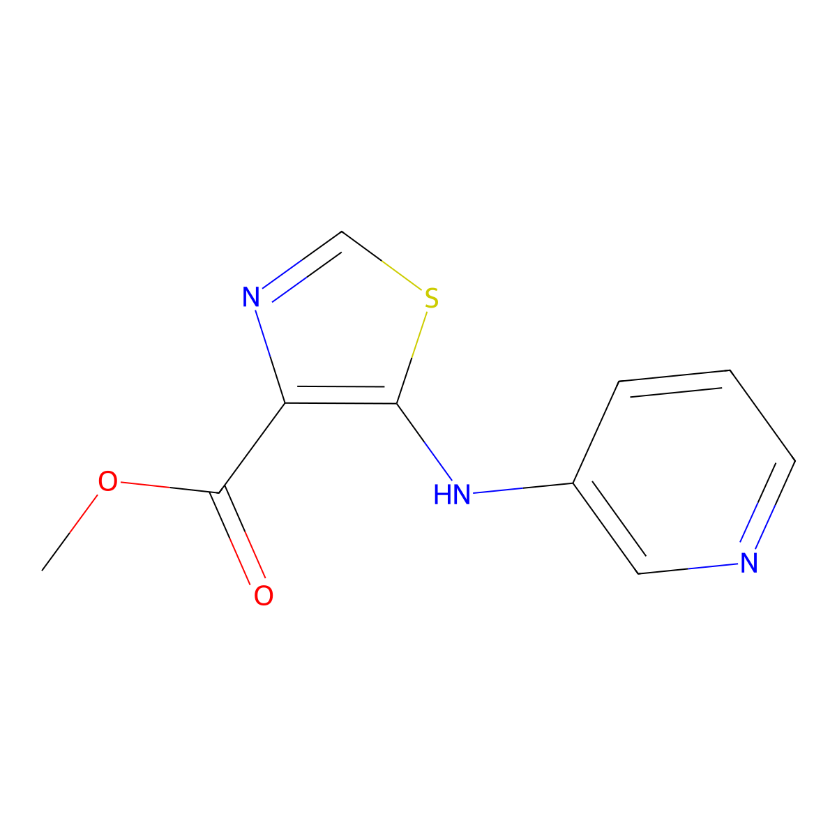 Methyl 5-[(pyridin-3-yl)amino]-1,3-thiazole-4-carboxylate molecular structure, CAS 2639427-94-2