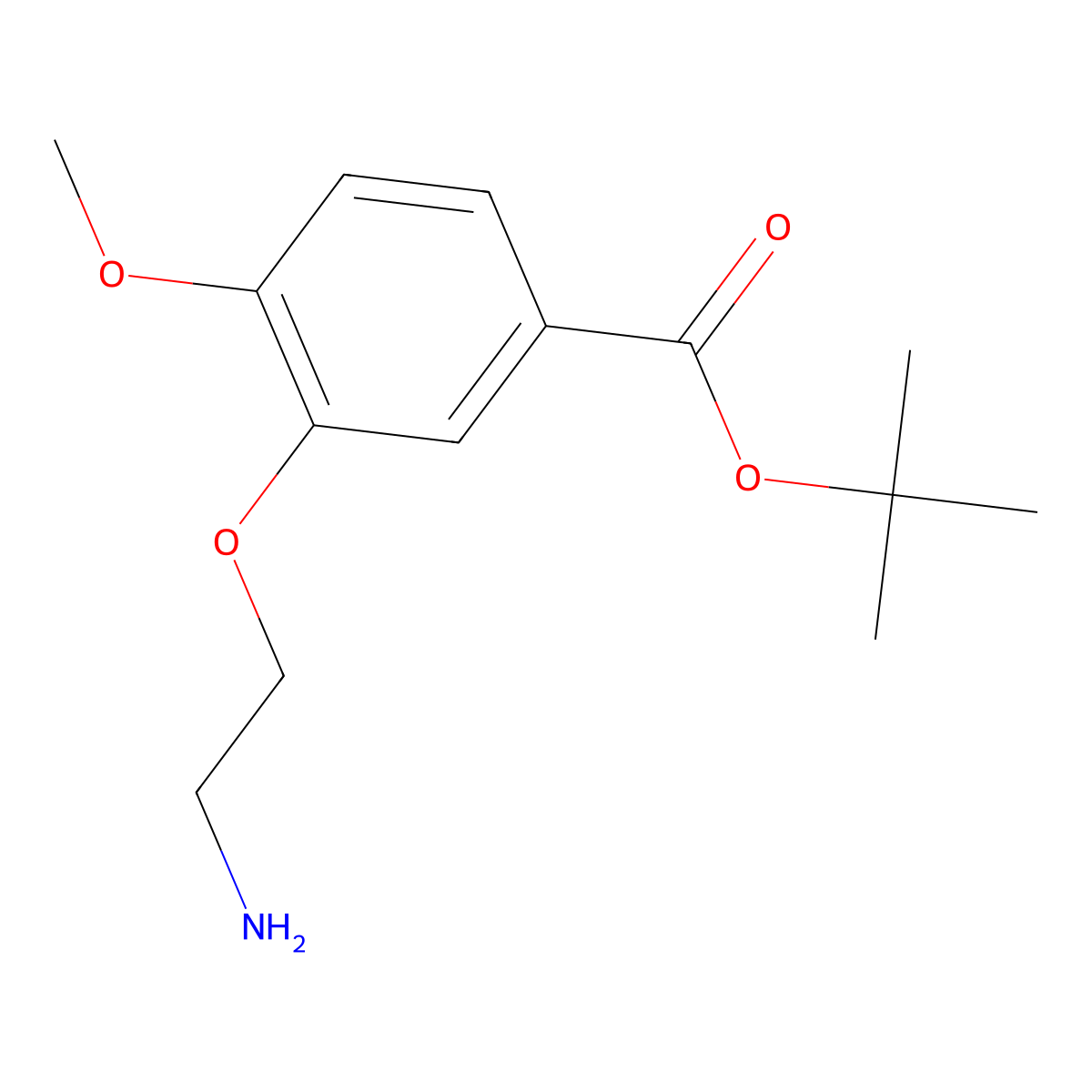 Tert-butyl 3-(2-aminoethoxy)-4-methoxybenzoate molecular structure, CAS 2639427-98-6