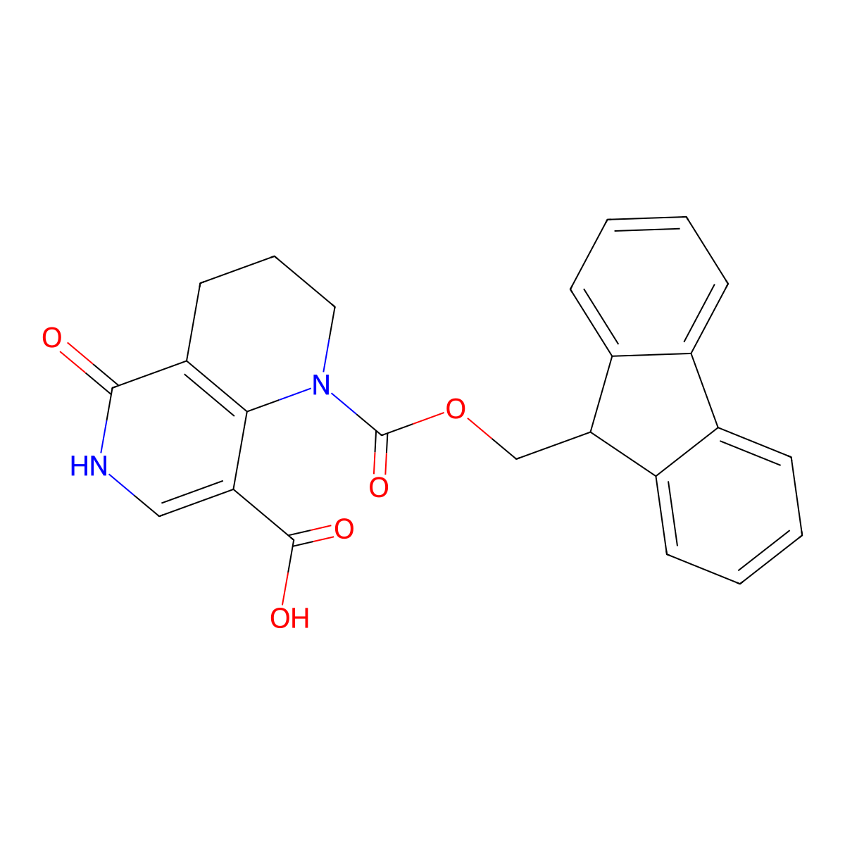 1-{[(9H-fluoren-9-yl)methoxy]carbonyl}-5-hydroxy-1,2,3,4-tetrahydro-1,6-naphthyridine-8-carboxylic acid molecular structure, CAS 2639428-17-2
