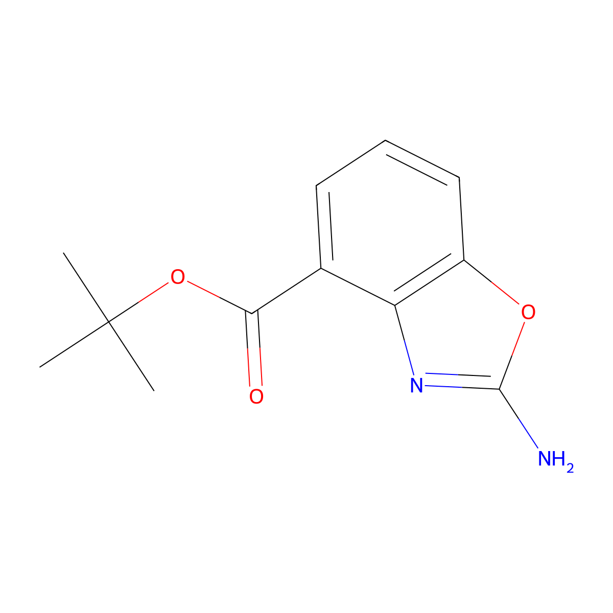 Tert-butyl 2-amino-1,3-benzoxazole-4-carboxylate molecular structure, CAS 2639428-19-4