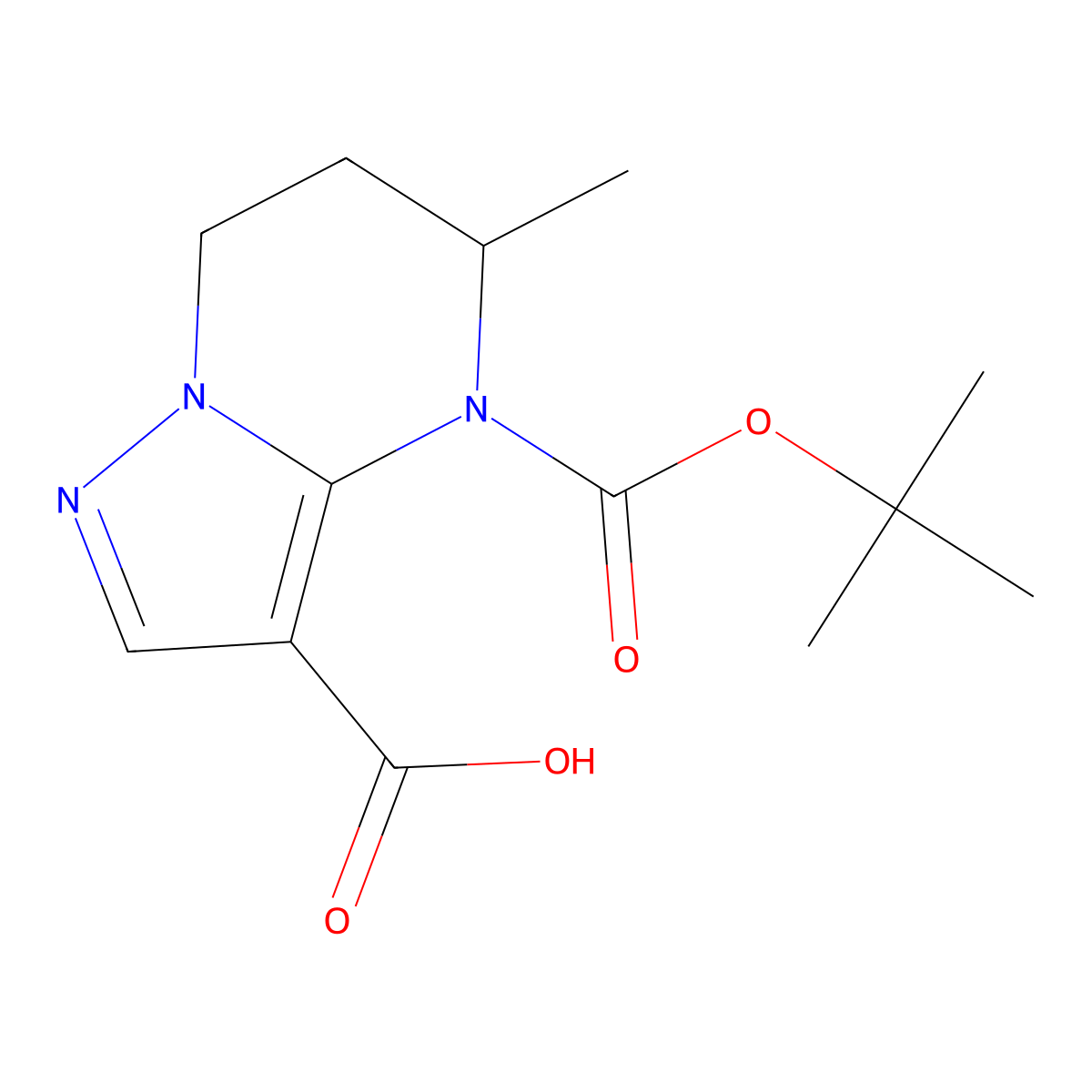 4-[(tert-butoxy)carbonyl]-5-methyl-4H,5H,6H,7H-pyrazolo[1,5-a]pyrimidine-3-carboxylic acid molecular structure, CAS 2639429-71-1