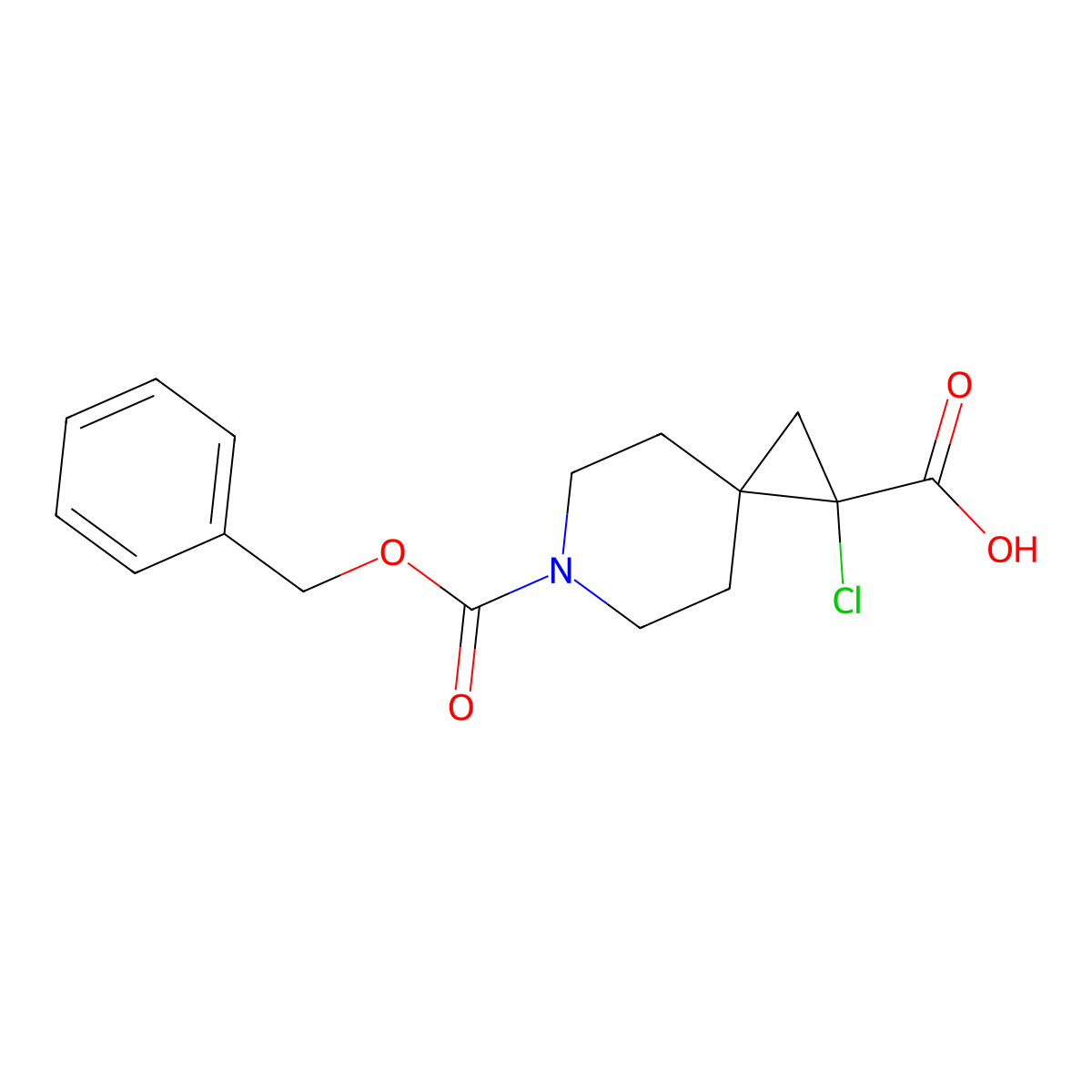 6-[(Benzyloxy)carbonyl]-1-chloro-6-azaspiro[2.5]octane-1-carboxylic acid molecular structure, CAS 2639429-74-4