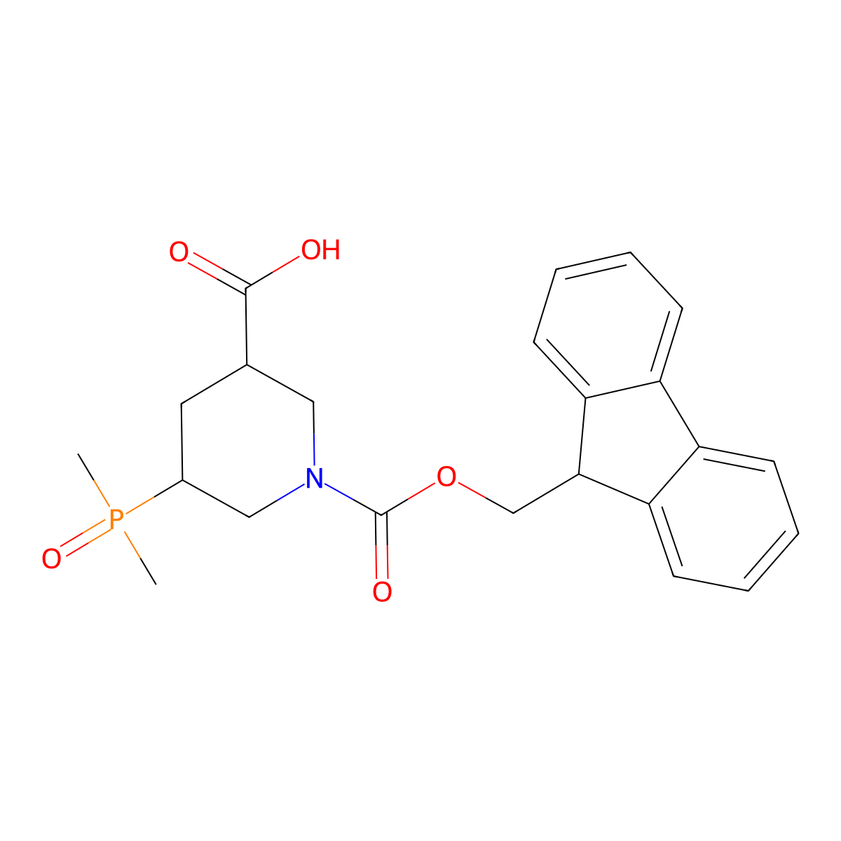 5-(dimethylphosphoryl)-1-{[(9H-fluoren-9-yl)methoxy]carbonyl}piperidine-3-carboxylic acid molecular structure, CAS 2639429-83-5
