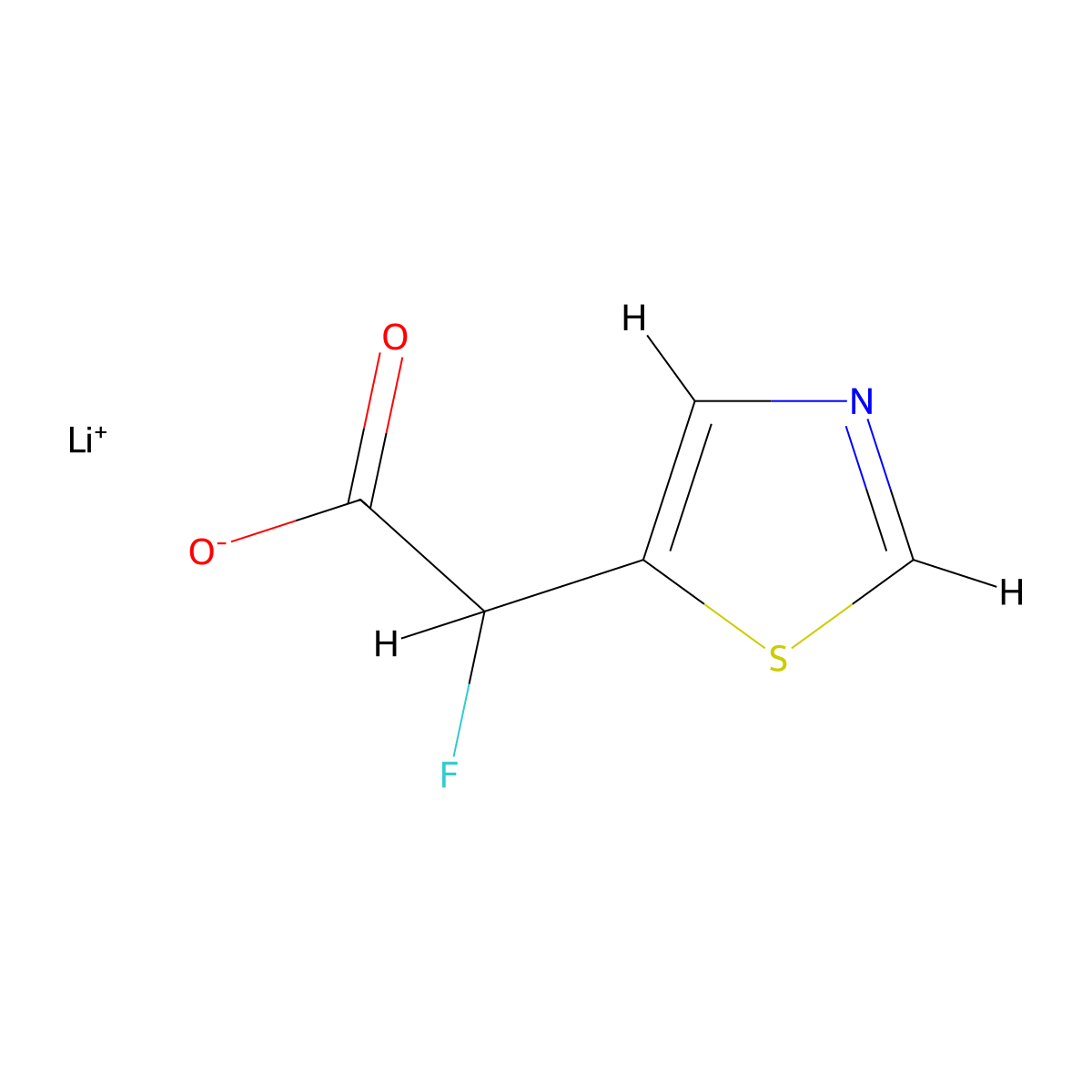Lithium(1+) 2-fluoro-2-(1,3-thiazol-5-yl)acetate molecular structure, CAS 2639429-86-8