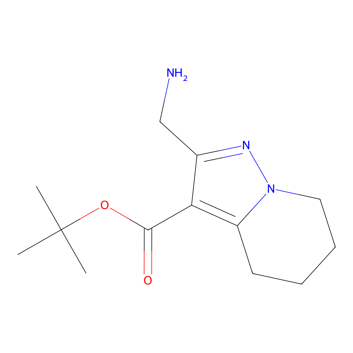 tert-butyl 2-(aminomethyl)-4H,5H,6H,7H-pyrazolo[1,5-a]pyridine-3-carboxylate molecular structure, CAS 2639429-98-2