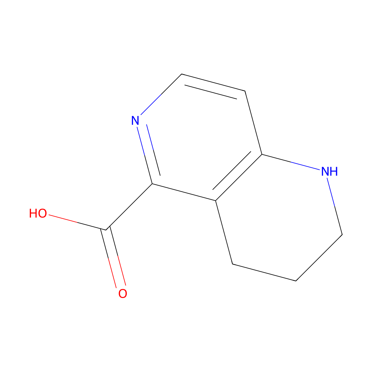 1,2,3,4-Tetrahydro-1,6-naphthyridine-5-carboxylic acid molecular structure, CAS 2639429-99-3