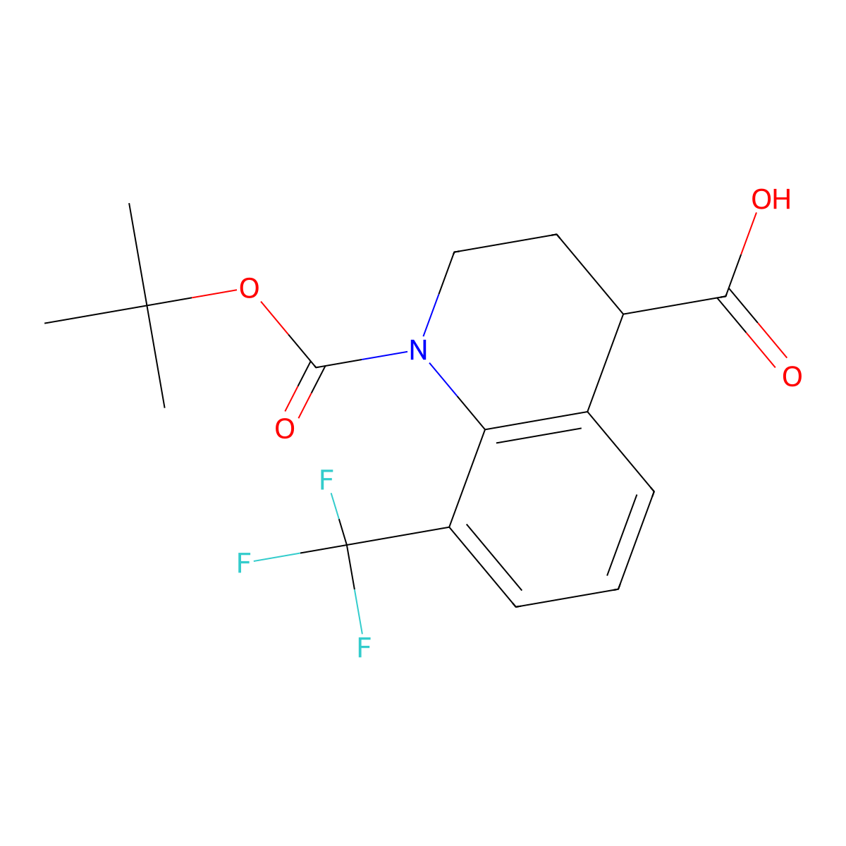 1-[(Tert-butoxy)carbonyl]-8-(trifluoromethyl)-1,2,3,4-tetrahydroquinoline-4-carboxylic acid molecular structure, CAS 2639430-11-6
