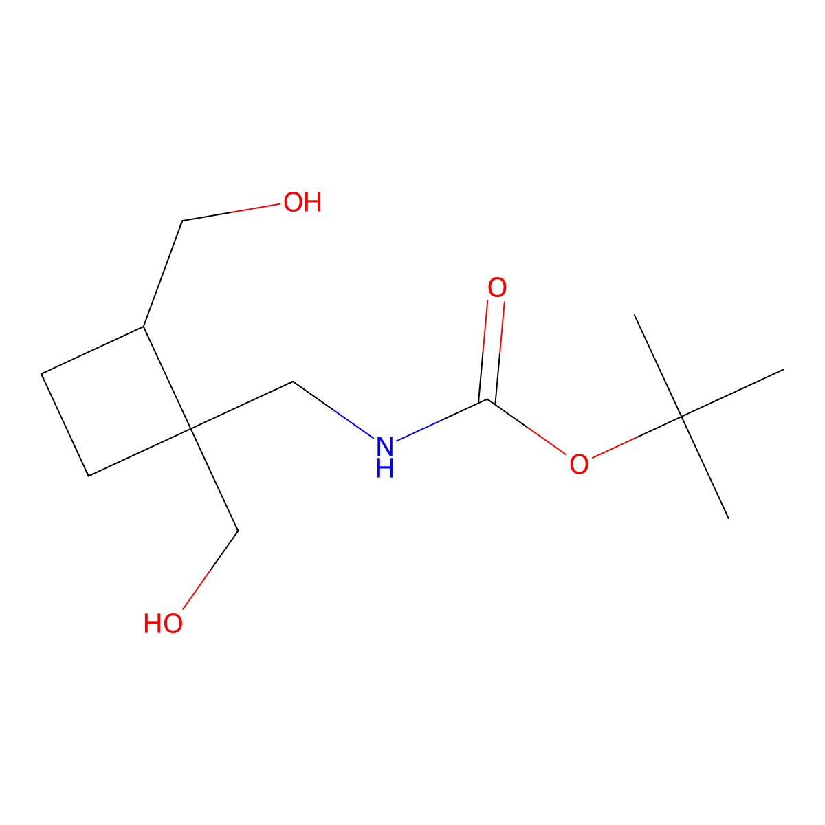 tert-butyl N-{[1,2-bis(hydroxymethyl)cyclobutyl]methyl}carbamate molecular structure, CAS 2639430-12-7