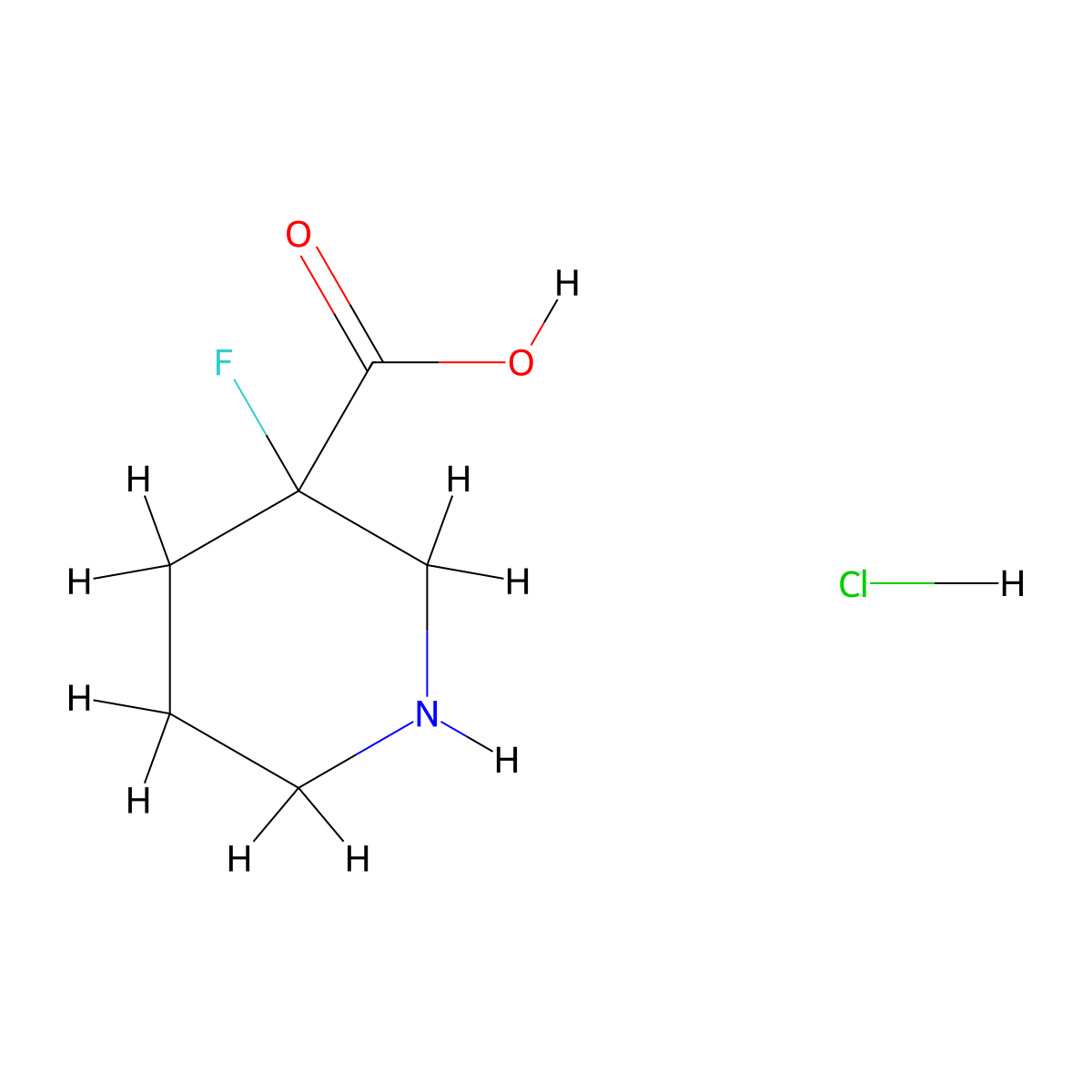 3-Fluoropiperidine-3-carboxylic acid hydrochloride molecular structure, CAS 2639430-14-9