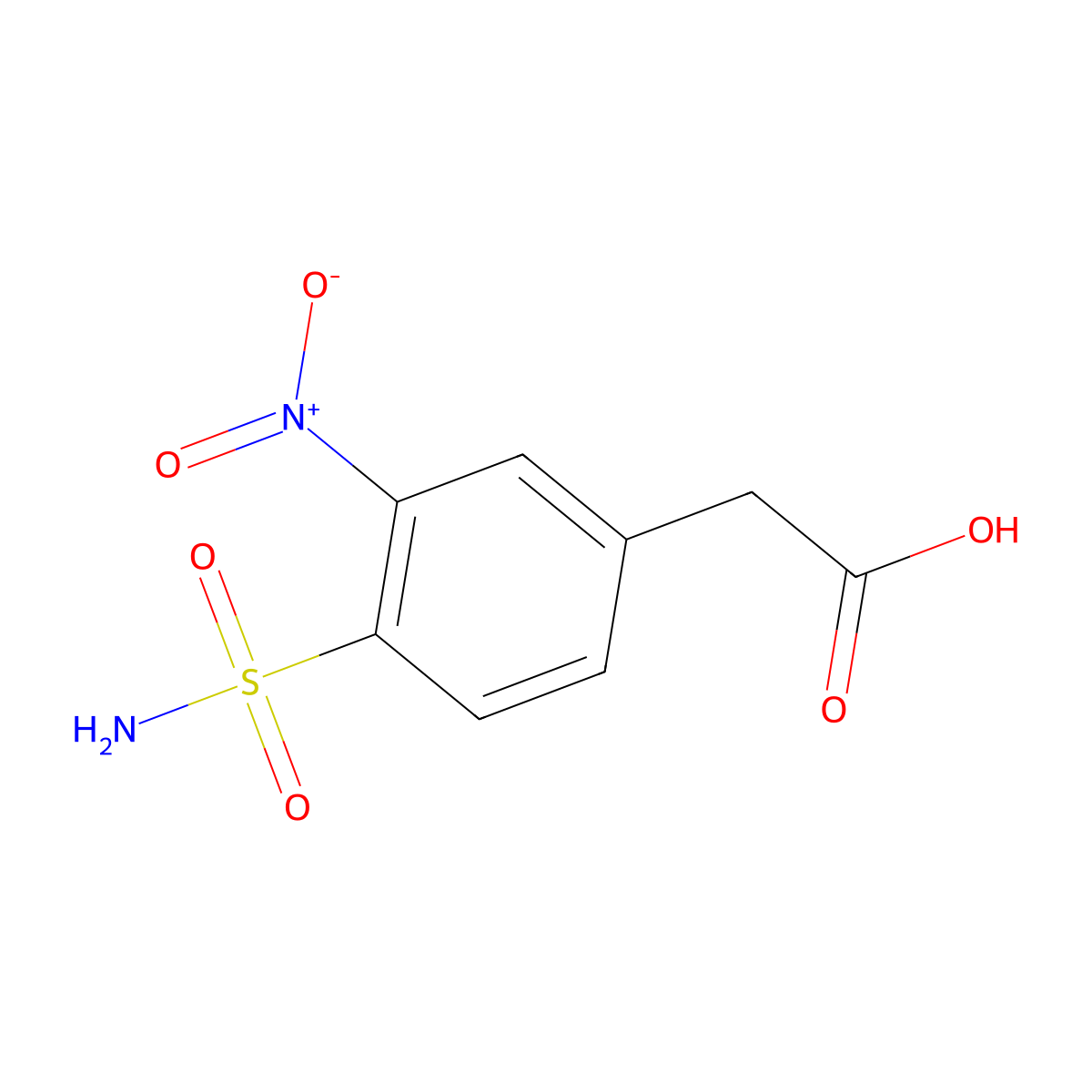 2-(3-Nitro-4-sulfamoylphenyl)acetic acid molecular structure, CAS 2639430-15-0