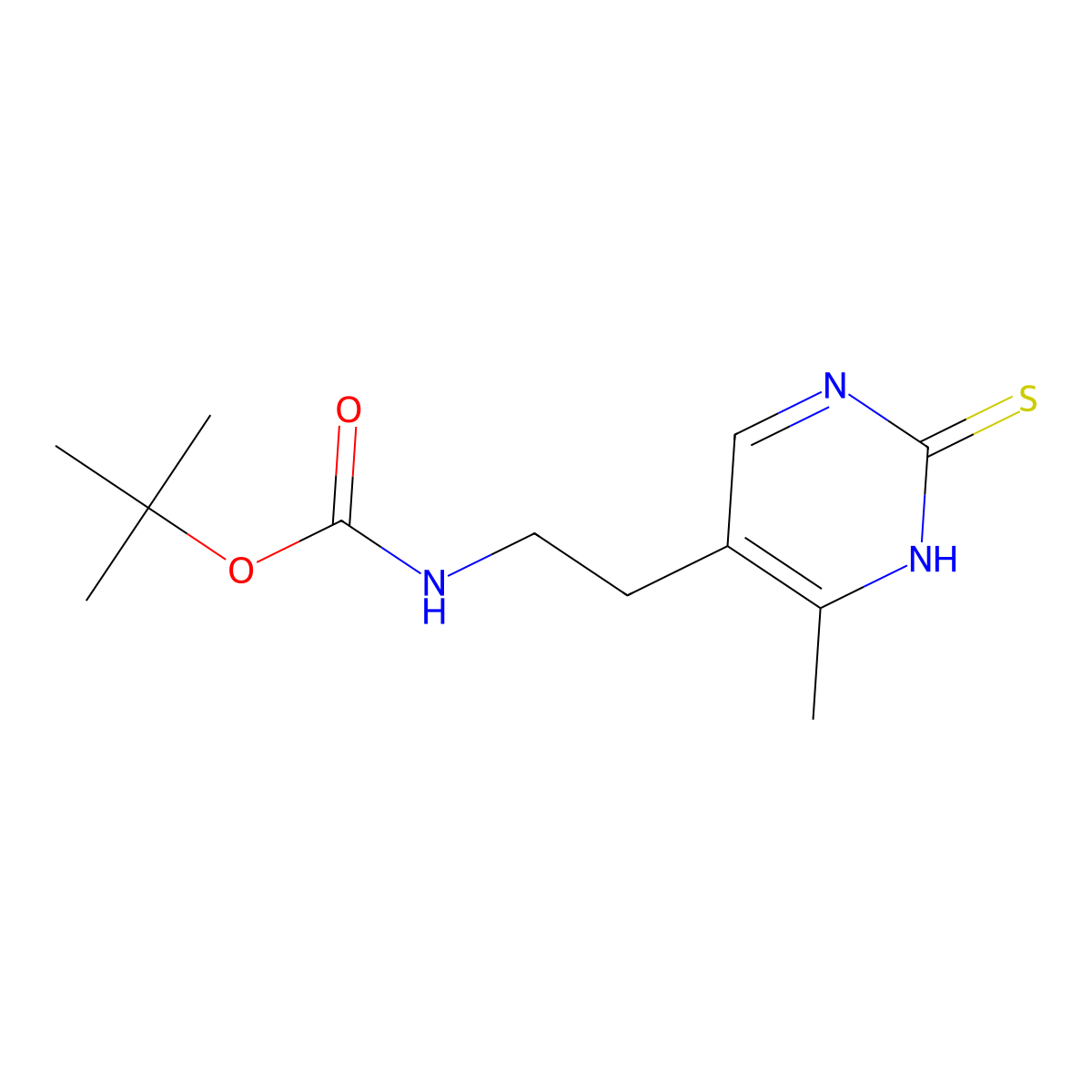 tert-butyl N-[2-(4-methyl-2-sulfanylpyrimidin-5-yl)ethyl]carbamate molecular structure, CAS 2639430-18-3