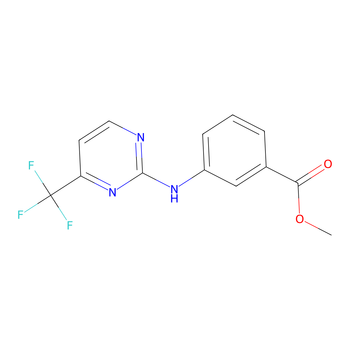 Methyl 3-{[4-(trifluoromethyl)pyrimidin-2-yl]amino}benzoate molecular structure, CAS 2639430-24-1