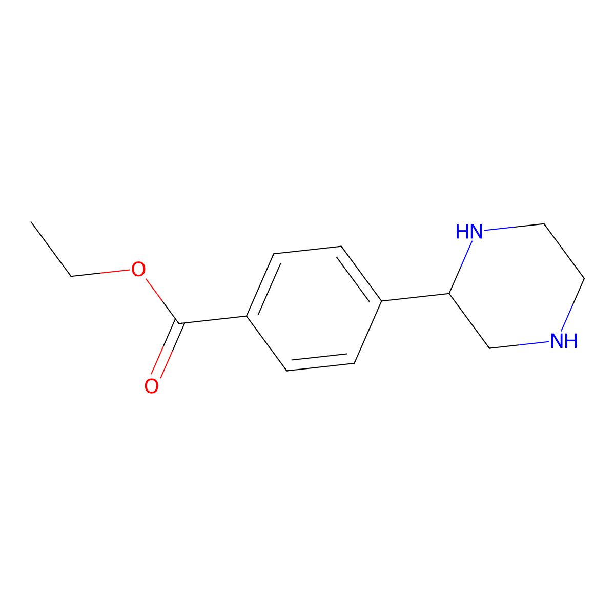 Ethyl 4-(piperazin-2-yl)benzoate molecular structure, CAS 2639430-29-6