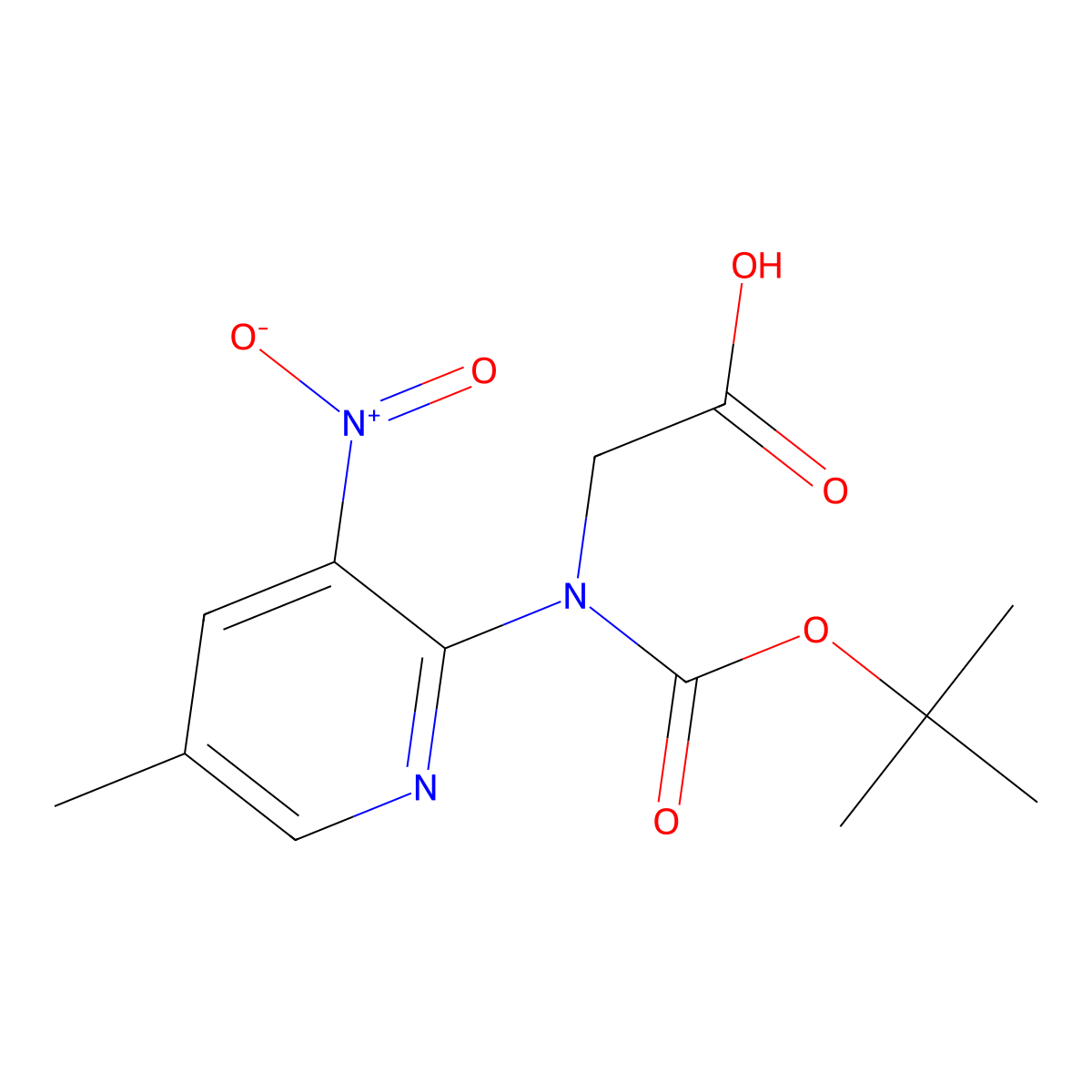 2-{[(Tert-butoxy)carbonyl](5-methyl-3-nitropyridin-2-yl)amino}acetic acid molecular structure, CAS 2639430-32-1