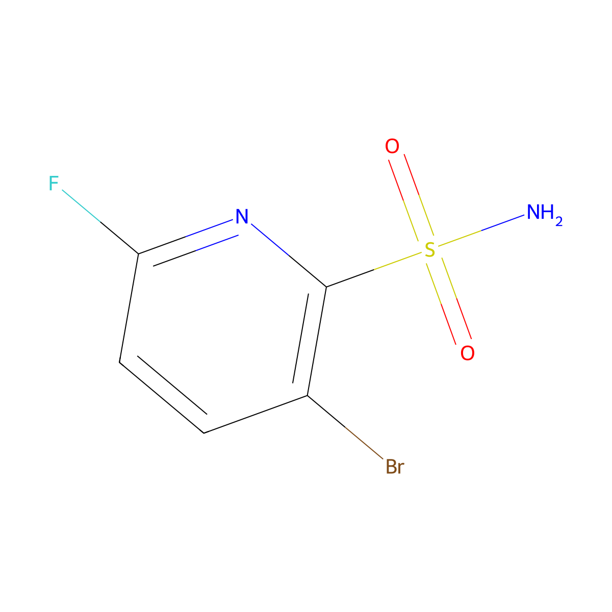 3-Bromo-6-fluoropyridine-2-sulfonamide molecular structure, CAS 2639430-34-3