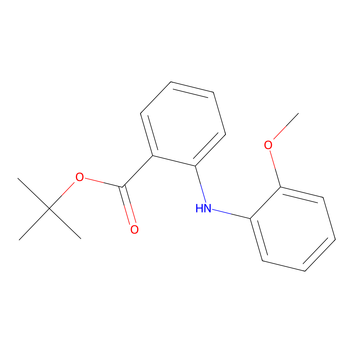 Tert-butyl 2-[(2-methoxyphenyl)amino]benzoate molecular structure, CAS 2639430-41-2
