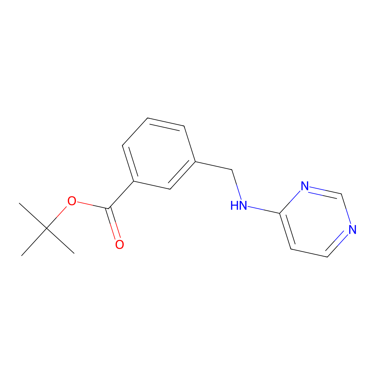 Tert-butyl 3-{[(pyrimidin-4-yl)amino]methyl}benzoate molecular structure, CAS 2639430-43-4