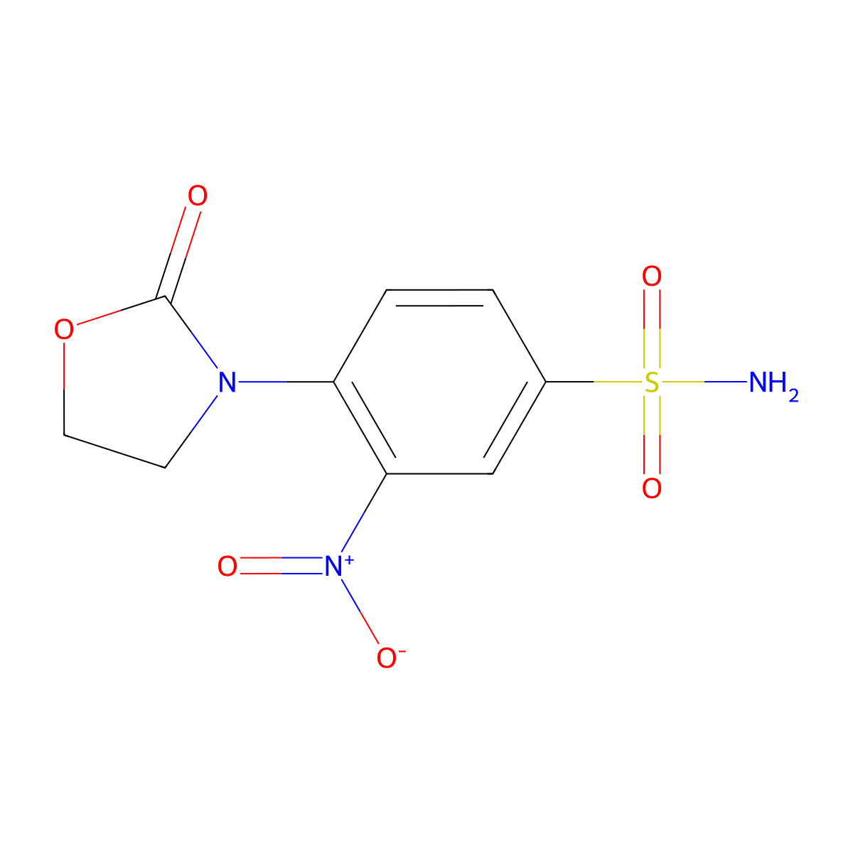 3-Nitro-4-(2-oxo-1,3-oxazolidin-3-yl)benzene-1-sulfonamide molecular structure, CAS 2639430-51-4