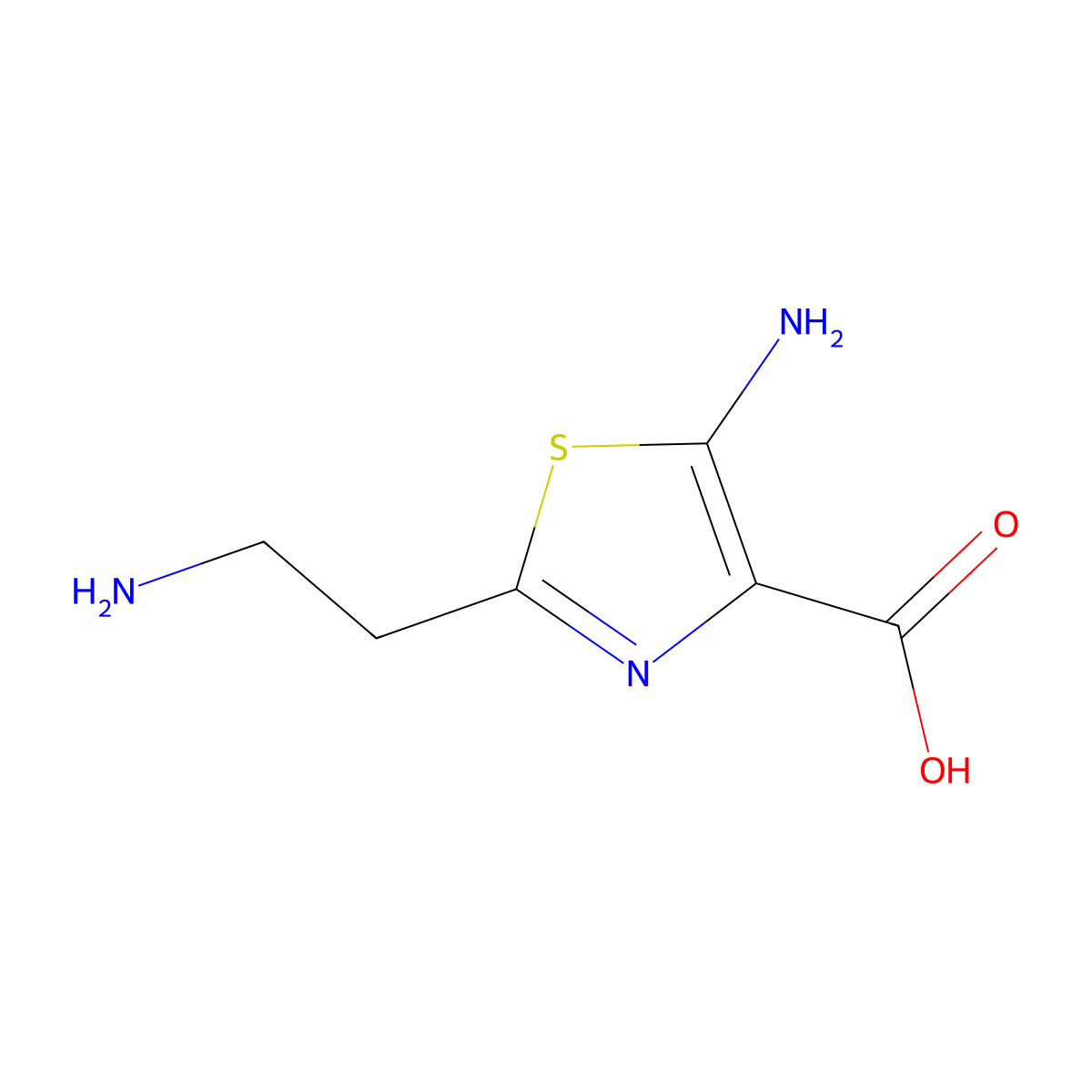 5-Amino-2-(2-aminoethyl)-1,3-thiazole-4-carboxylic acid molecular structure, CAS 2639430-53-6
