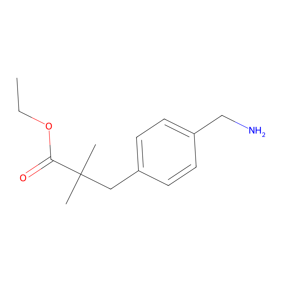 Ethyl 3-[4-(aminomethyl)phenyl]-2,2-dimethylpropanoate molecular structure, CAS 2639430-55-8