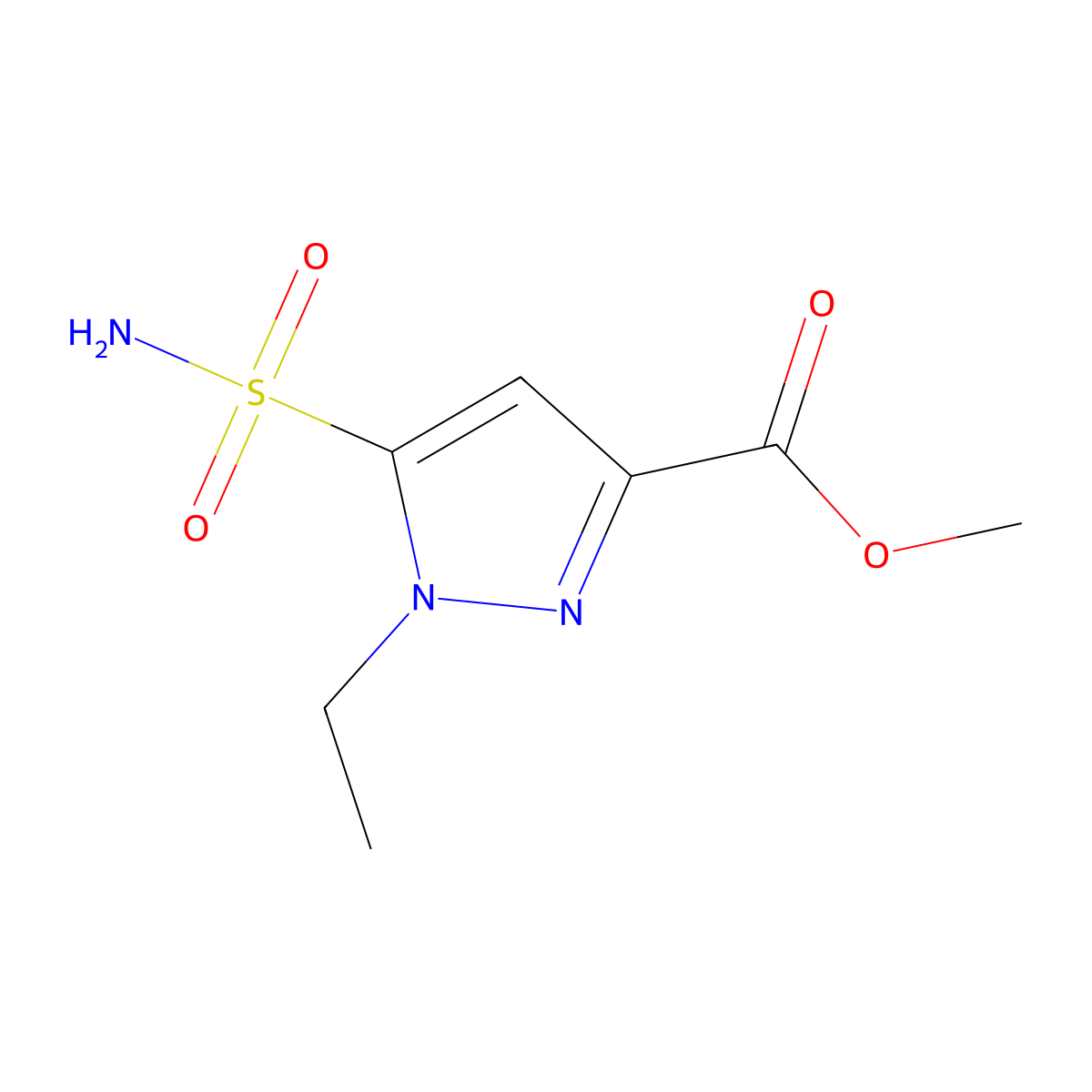methyl 1-ethyl-5-sulfamoyl-1H-pyrazole-3-carboxylate molecular structure, CAS 2639430-60-5