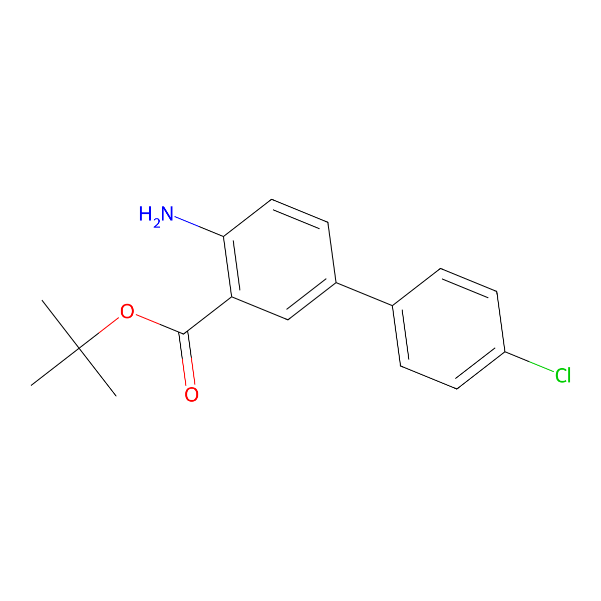 Tert-butyl 4-amino-4'-chloro-[1,1'-biphenyl]-3-carboxylate molecular structure, CAS 2639430-71-8