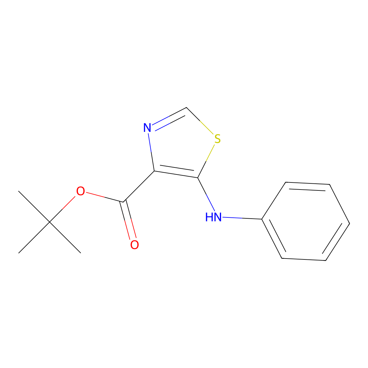 Tert-butyl 5-(phenylamino)-1,3-thiazole-4-carboxylate molecular structure, CAS 2639430-75-2