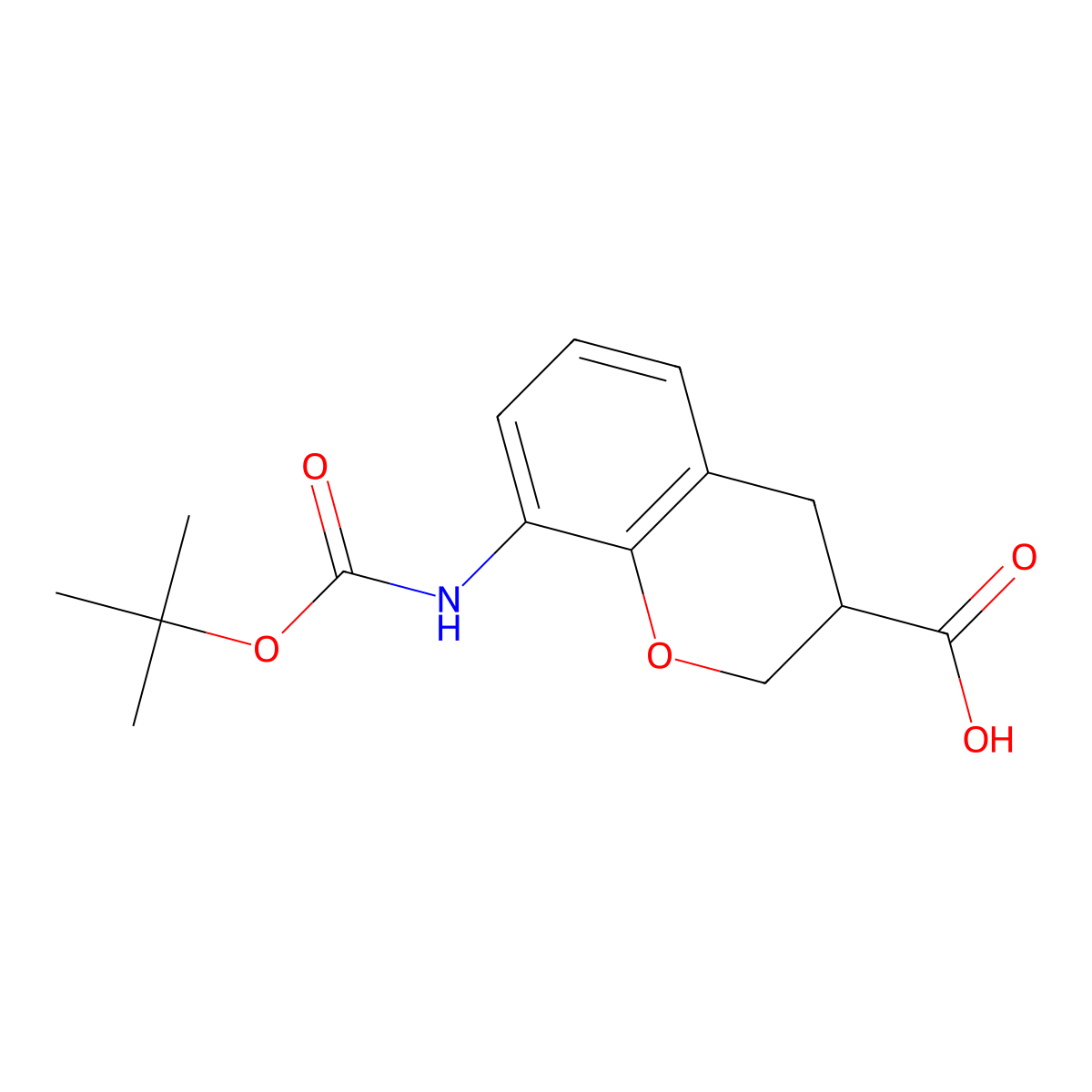 8-{[(tert-butoxy)carbonyl]amino}-3,4-dihydro-2H-1-benzopyran-3-carboxylic acid molecular structure, CAS 2639430-82-1