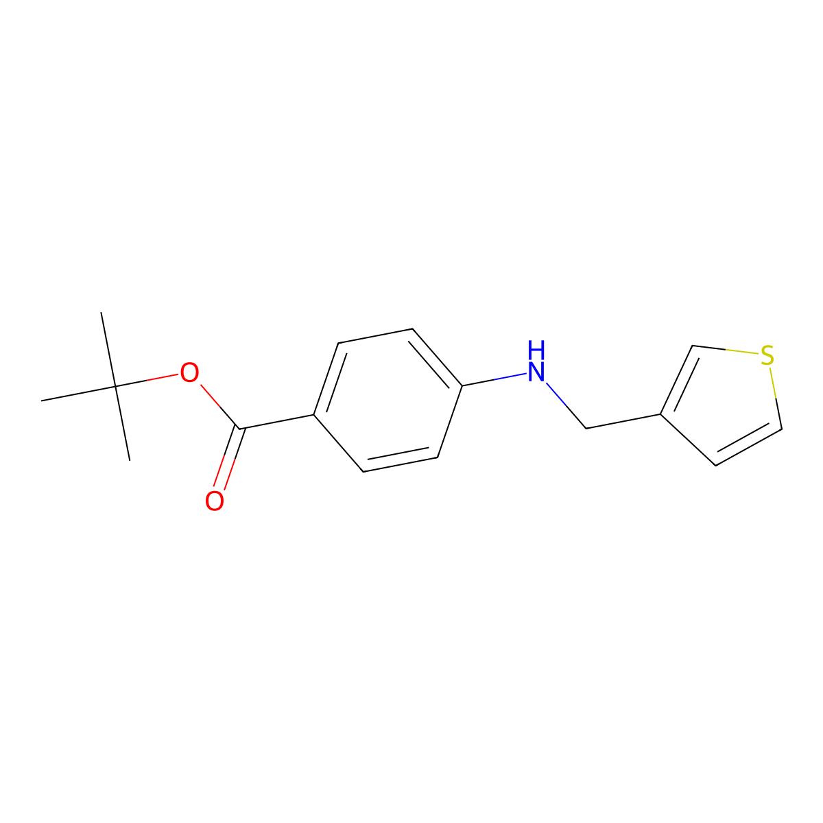 Tert-butyl 4-{[(thiophen-3-yl)methyl]amino}benzoate molecular structure, CAS 2639430-84-3