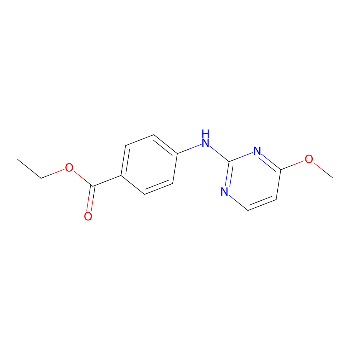 Ethyl 4-[(4-methoxypyrimidin-2-yl)amino]benzoate molecular structure, CAS 2639430-85-4