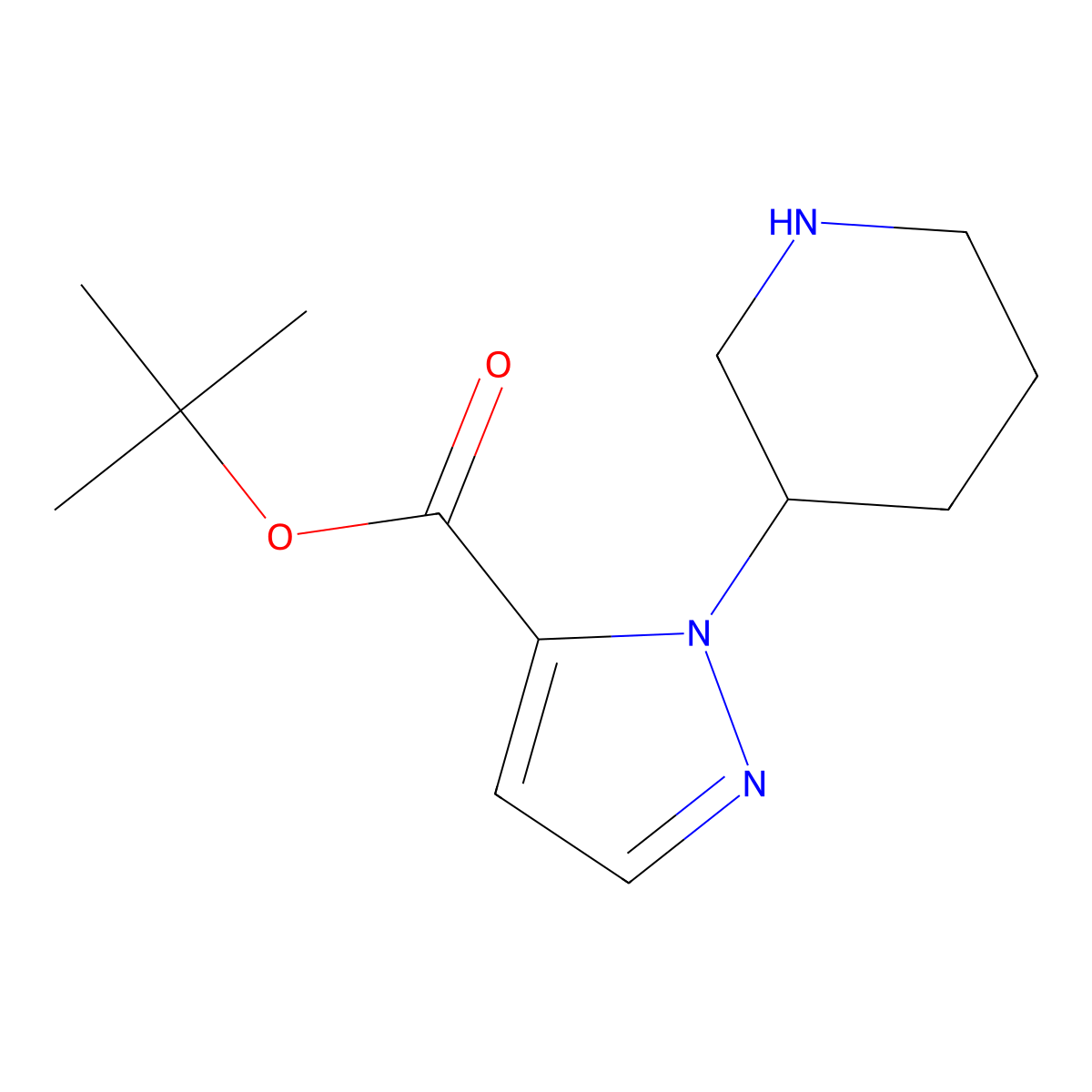 tert-butyl 1-(piperidin-3-yl)-1H-pyrazole-5-carboxylate molecular structure, CAS 2639430-90-1