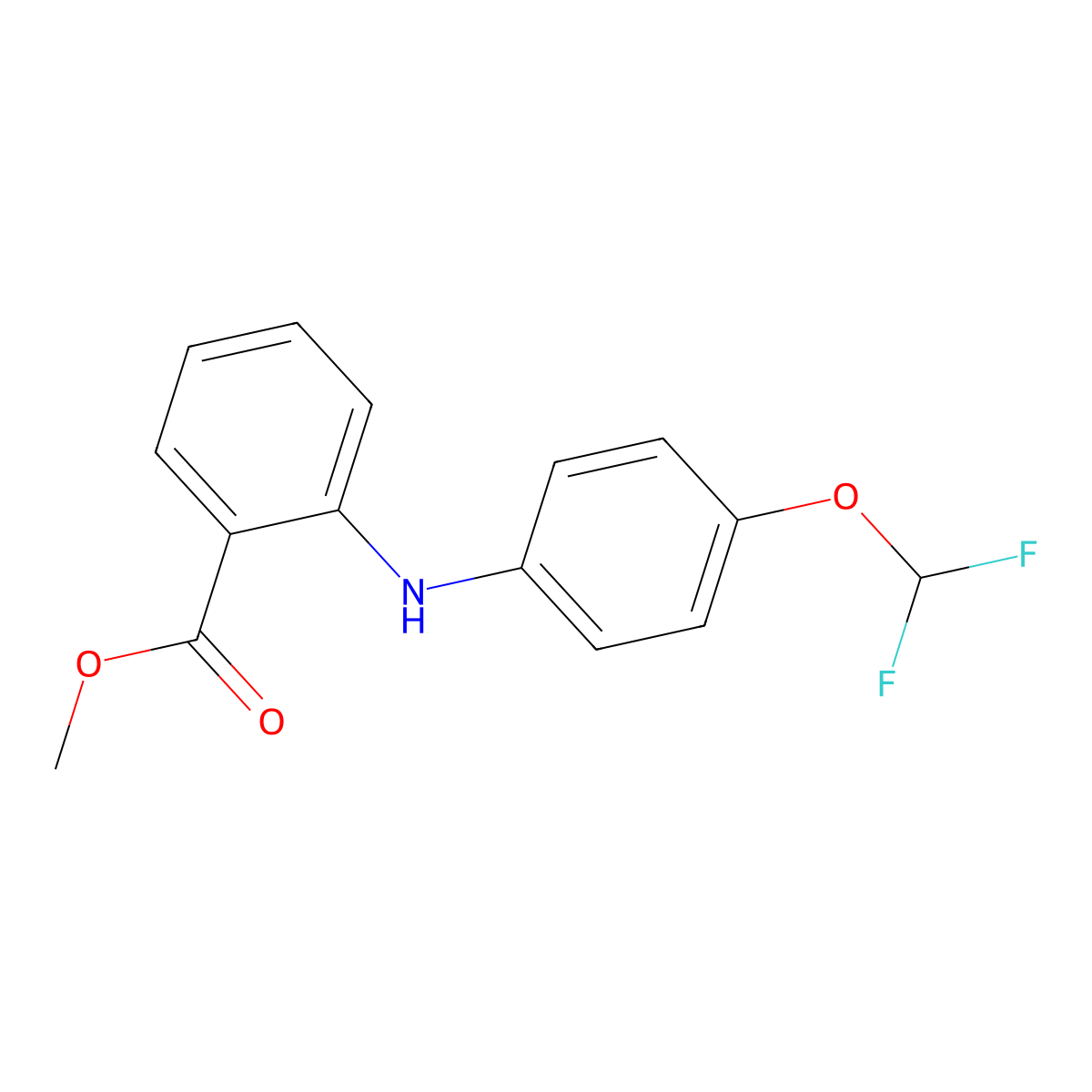 Methyl 2-{[4-(difluoromethoxy)phenyl]amino}benzoate molecular structure, CAS 2639431-44-8