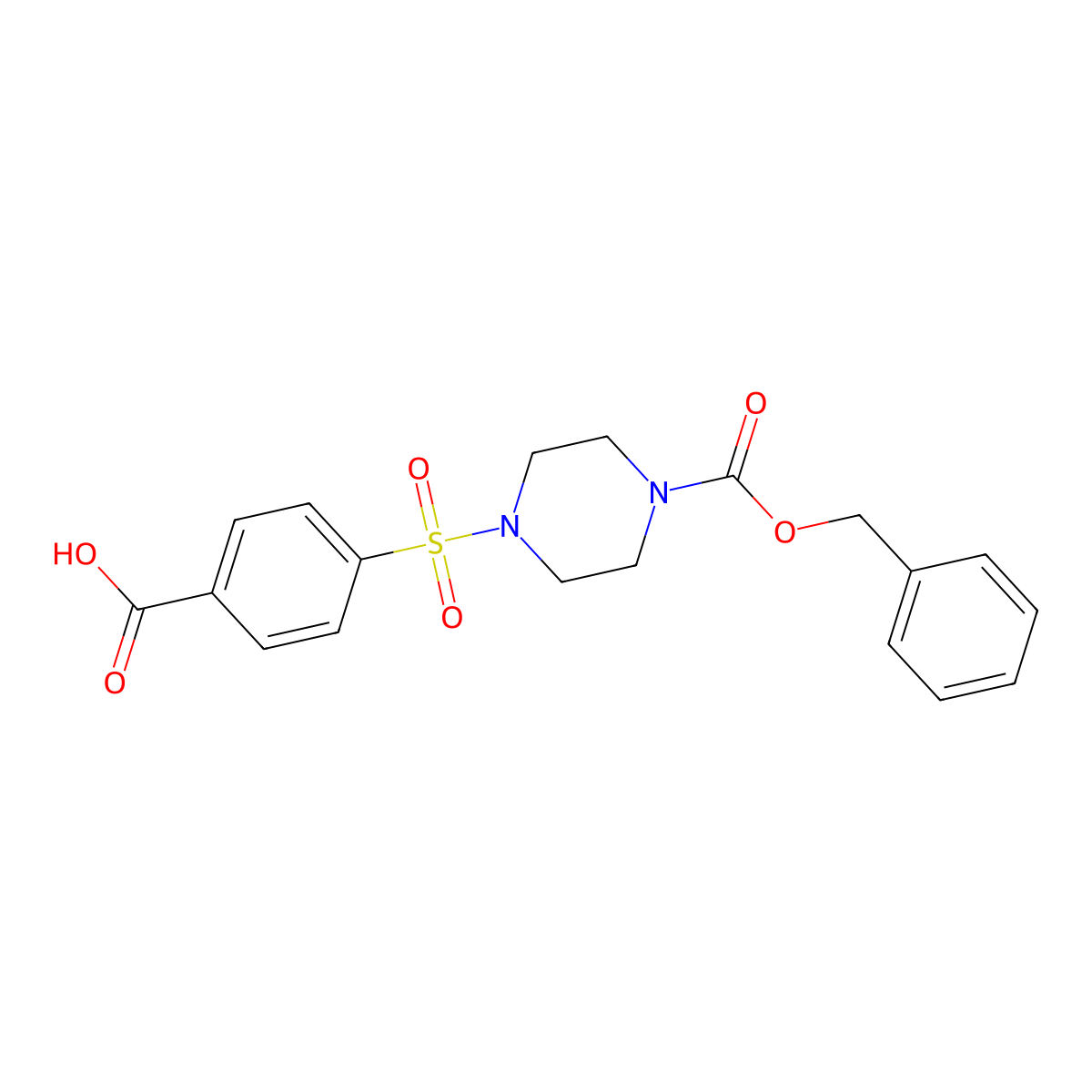4-({4-[(Benzyloxy)carbonyl]piperazin-1-yl}sulfonyl)benzoic acid molecular structure, CAS 2639431-47-1
