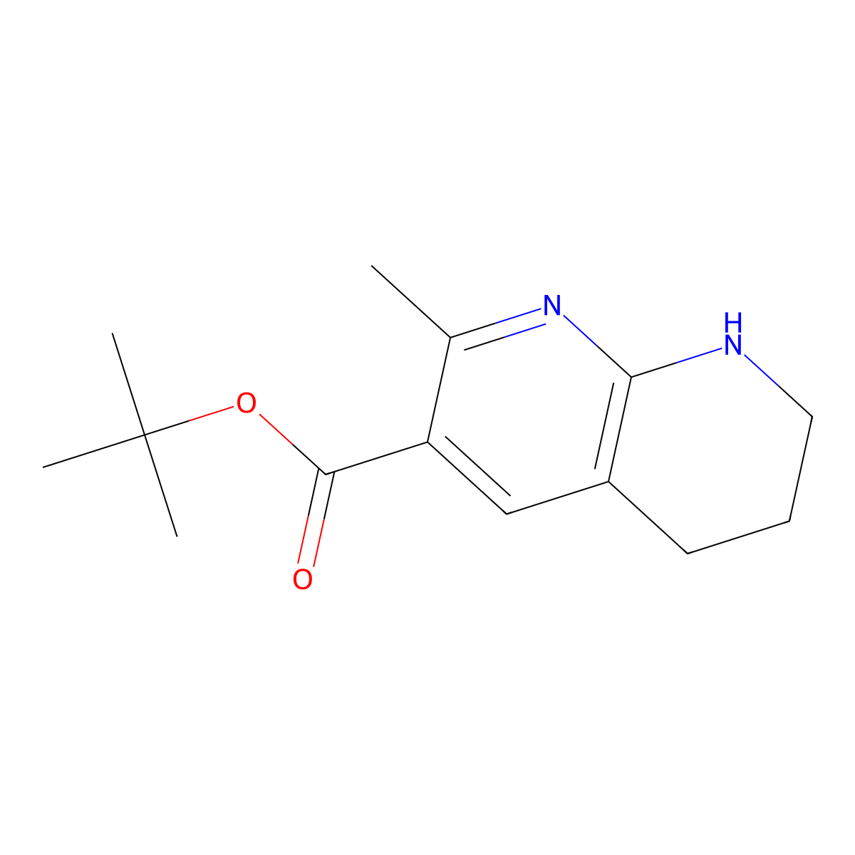 Tert-butyl 2-methyl-5,6,7,8-tetrahydro-1,8-naphthyridine-3-carboxylate molecular structure, CAS 2639431-49-3