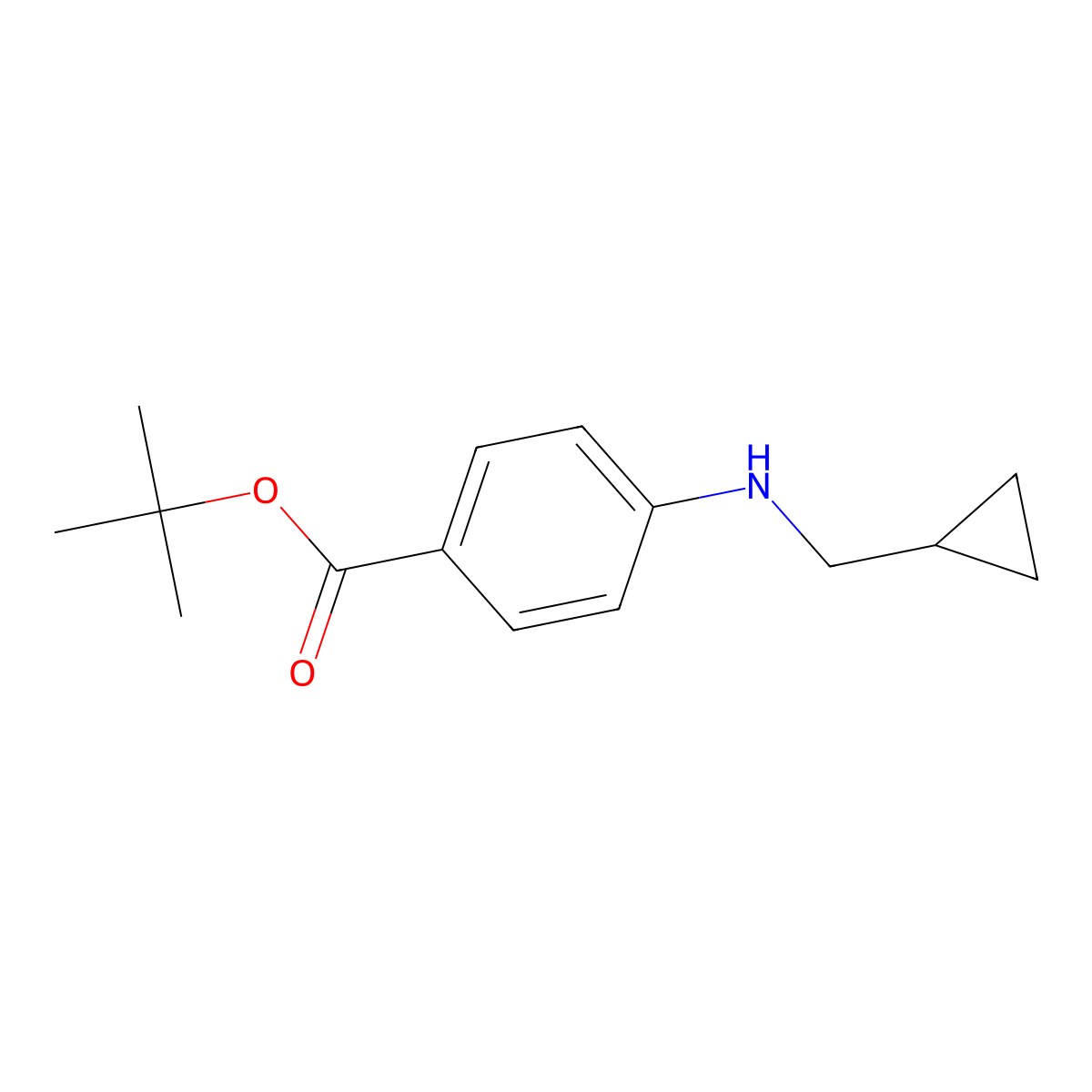 Tert-butyl 4-[(cyclopropylmethyl)amino]benzoate molecular structure, CAS 2639431-57-3