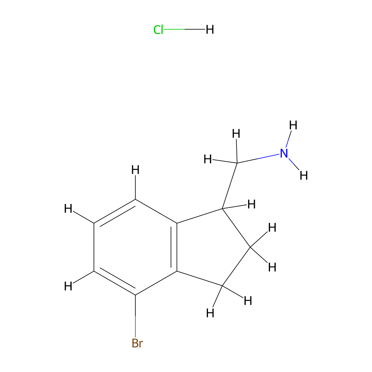 1-(4-bromo-2,3-dihydro-1H-inden-1-yl)methanamine hydrochloride molecular structure, CAS 2639431-69-7