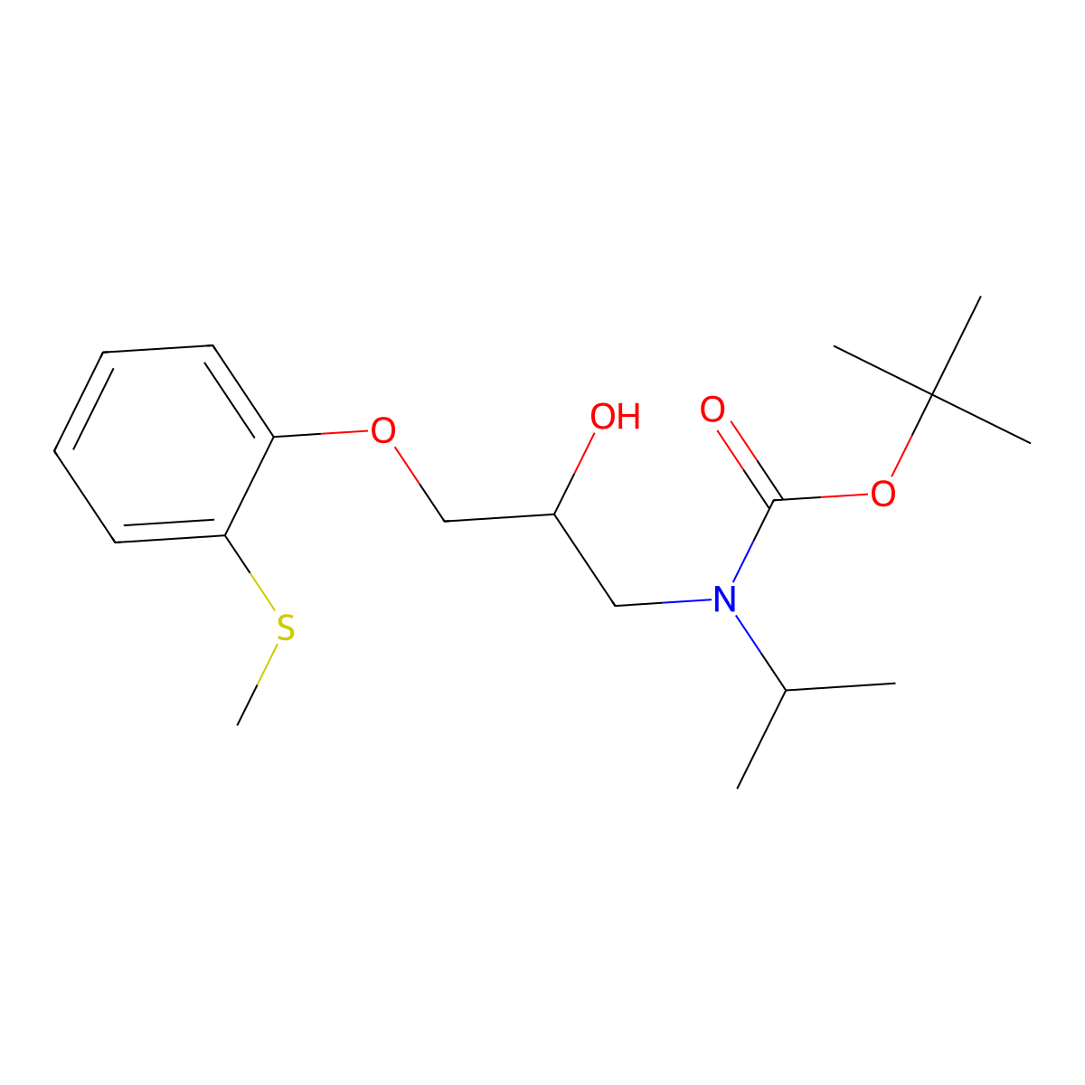 tert-butyl N-{2-hydroxy-3-[2-(methylsulfanyl)phenoxy]propyl}-N-(propan-2-yl)carbamate molecular structure, CAS 2639431-71-1