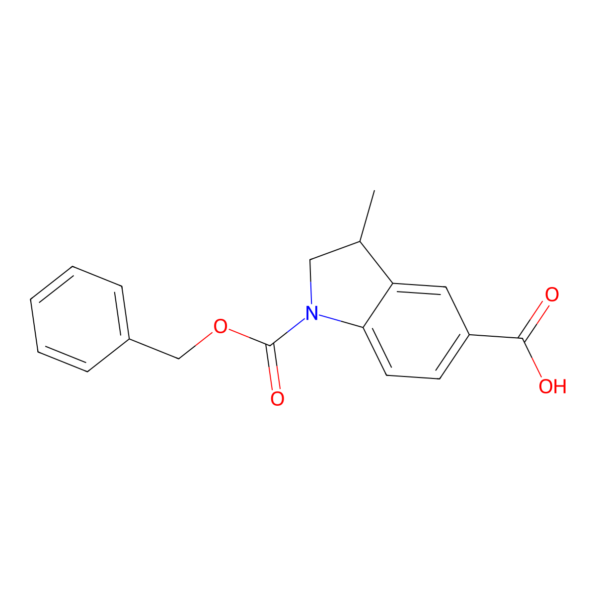 1-[(benzyloxy)carbonyl]-3-methyl-2,3-dihydro-1H-indole-5-carboxylic acid molecular structure, CAS 2639431-73-3