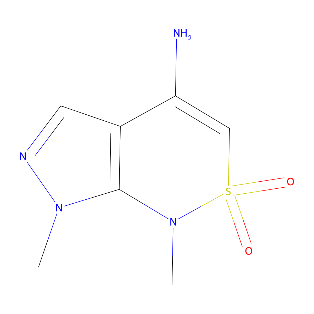 4-amino-1,7-dimethyl-1H,7H-2lambda6-pyrazolo[3,4-c][1,2]thiazine-2,2-dione molecular structure, CAS 2639431-75-5
