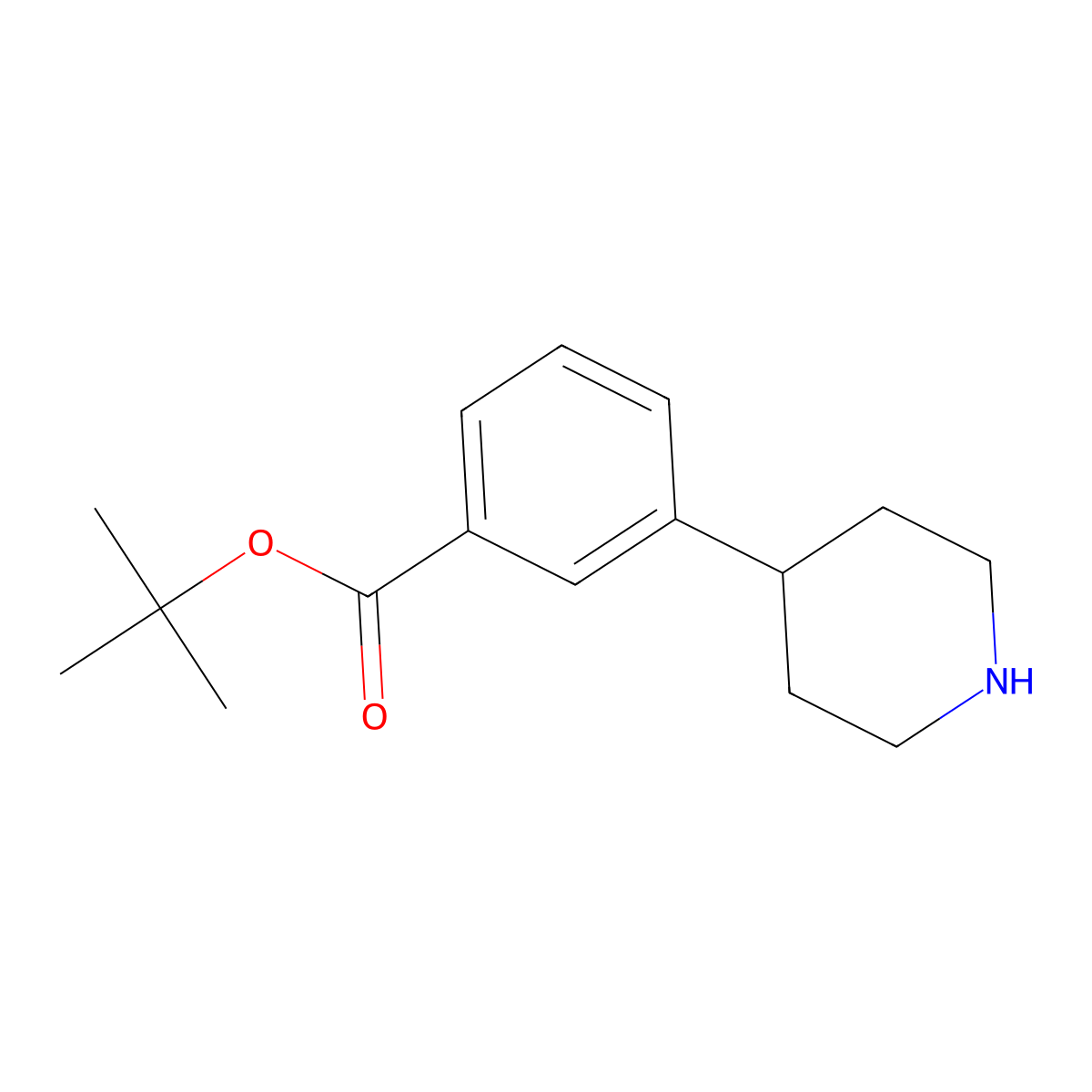 Tert-butyl 3-(piperidin-4-yl)benzoate molecular structure, CAS 2639431-77-7