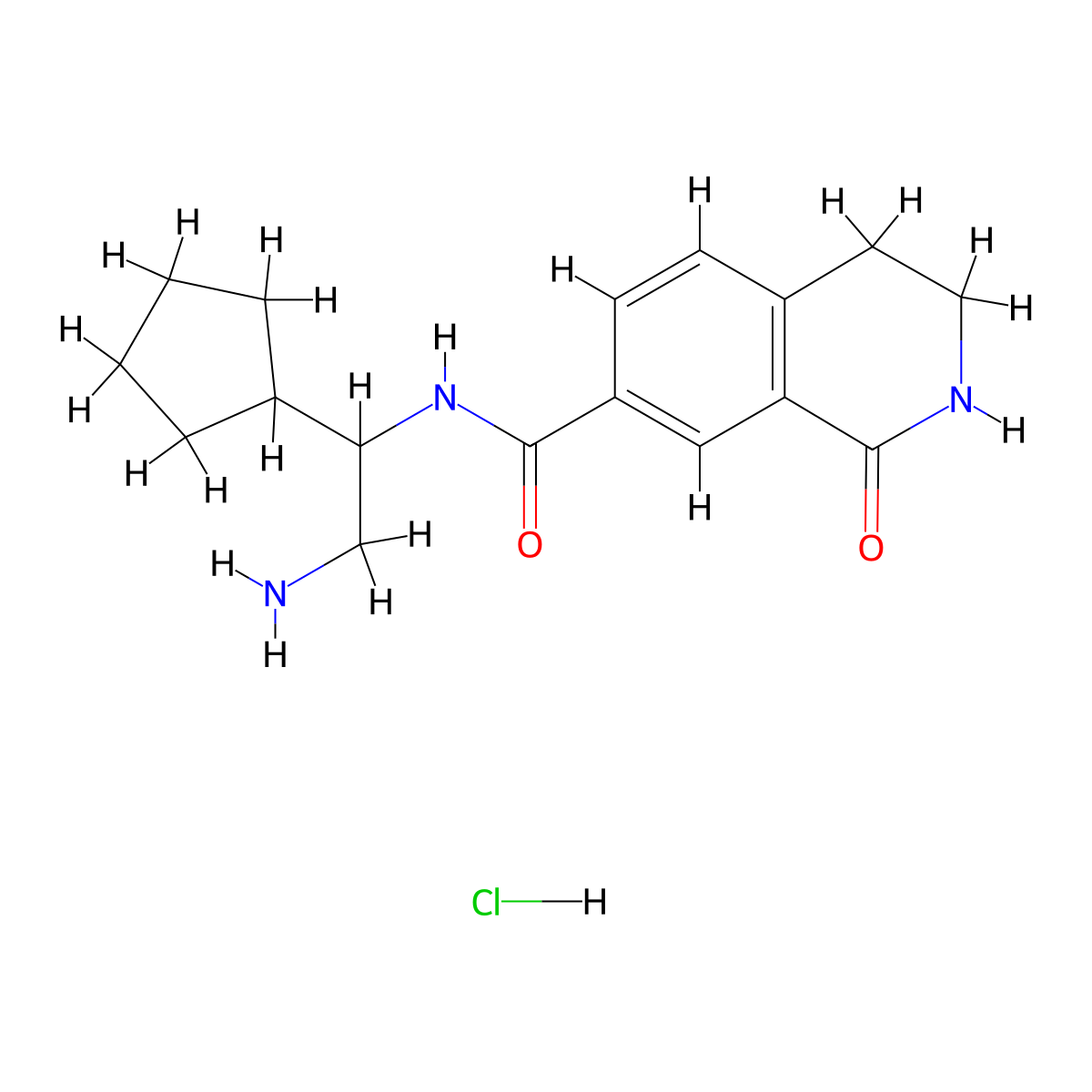 N-(2-amino-1-cyclopentylethyl)-1-oxo-1,2,3,4-tetrahydroisoquinoline-7-carboxamide hydrochloride molecular structure, CAS 2639431-81-3