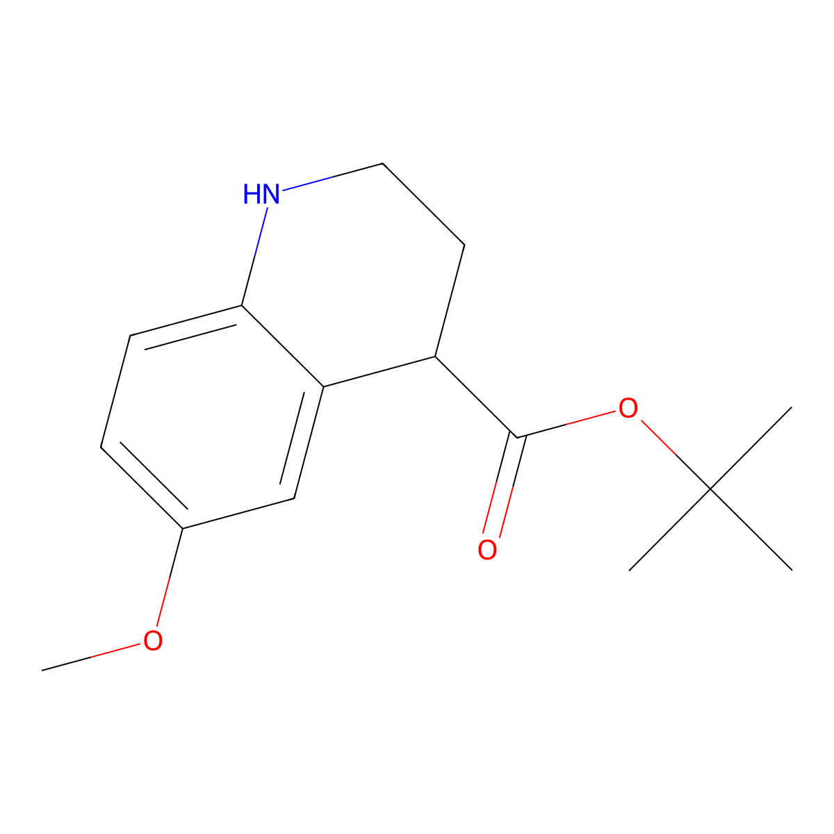 Tert-butyl 6-methoxy-1,2,3,4-tetrahydroquinoline-4-carboxylate molecular structure, CAS 2639431-82-4