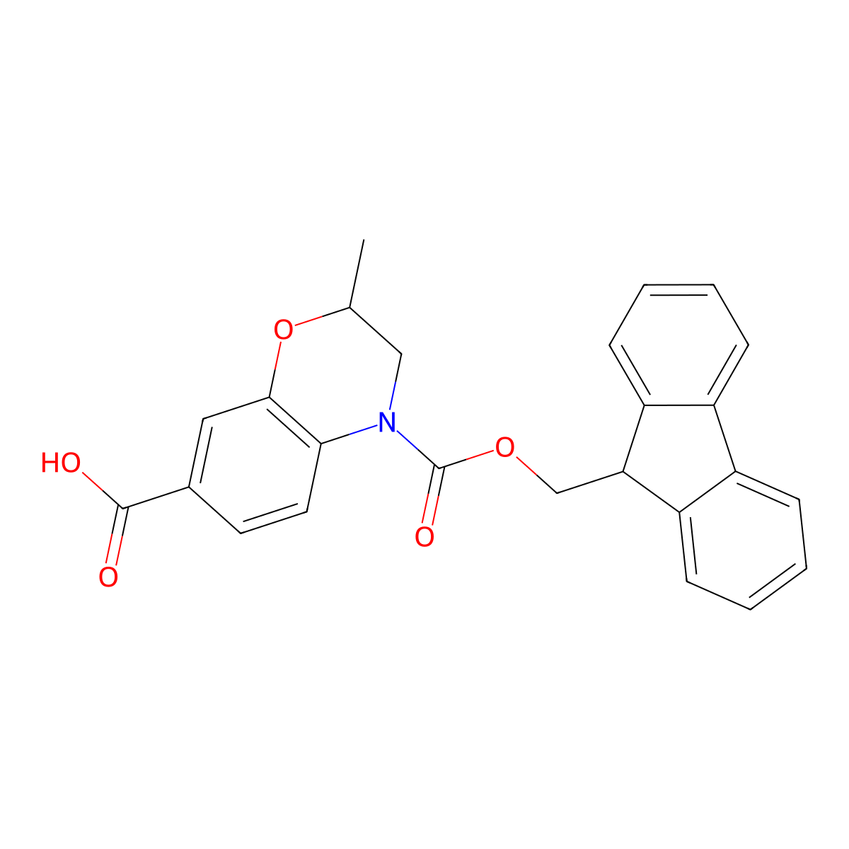 4-{[(9H-fluoren-9-yl)methoxy]carbonyl}-2-methyl-3,4-dihydro-2H-1,4-benzoxazine-7-carboxylic acid molecular structure, CAS 2639431-85-7